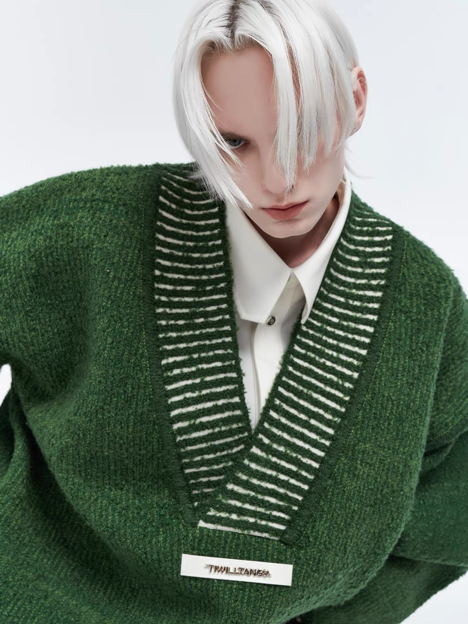 TIWILLTANG Retro Oversized V-Neck Sweater, premium urban and streetwear designers apparel on PROJECTISR.com, TIWILLTANG