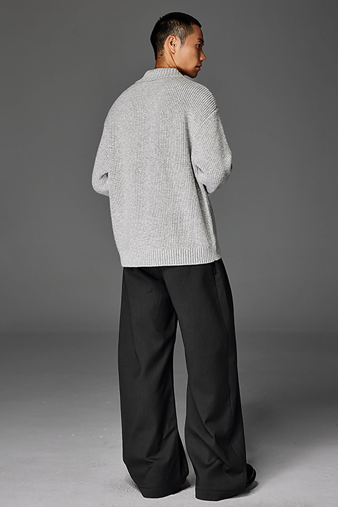 CATSSTAC Wool-Blend Shawl-Collar Cable Knit Sweater