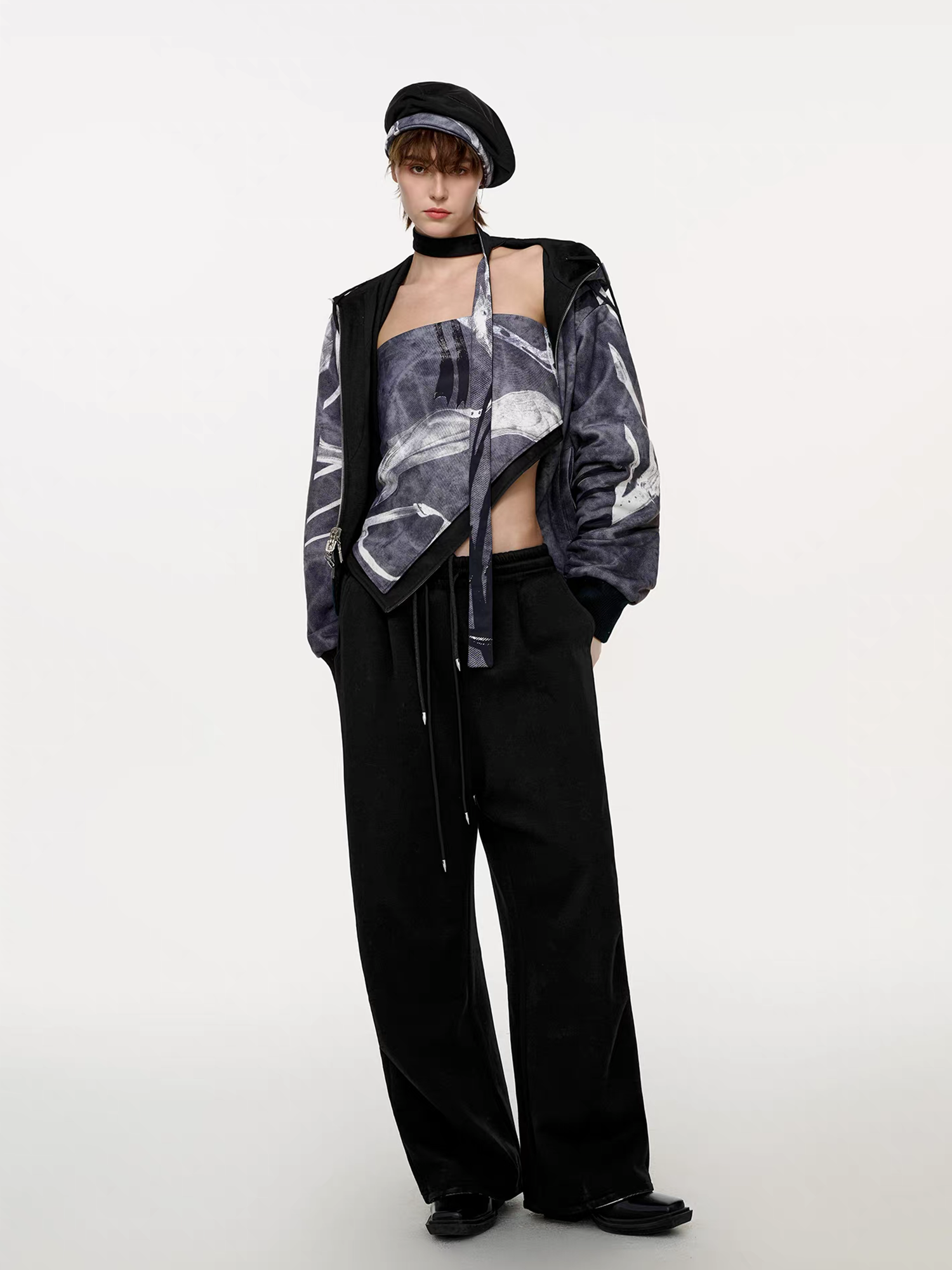 TIWILLTANG Abstract Reversible Graphic Beret