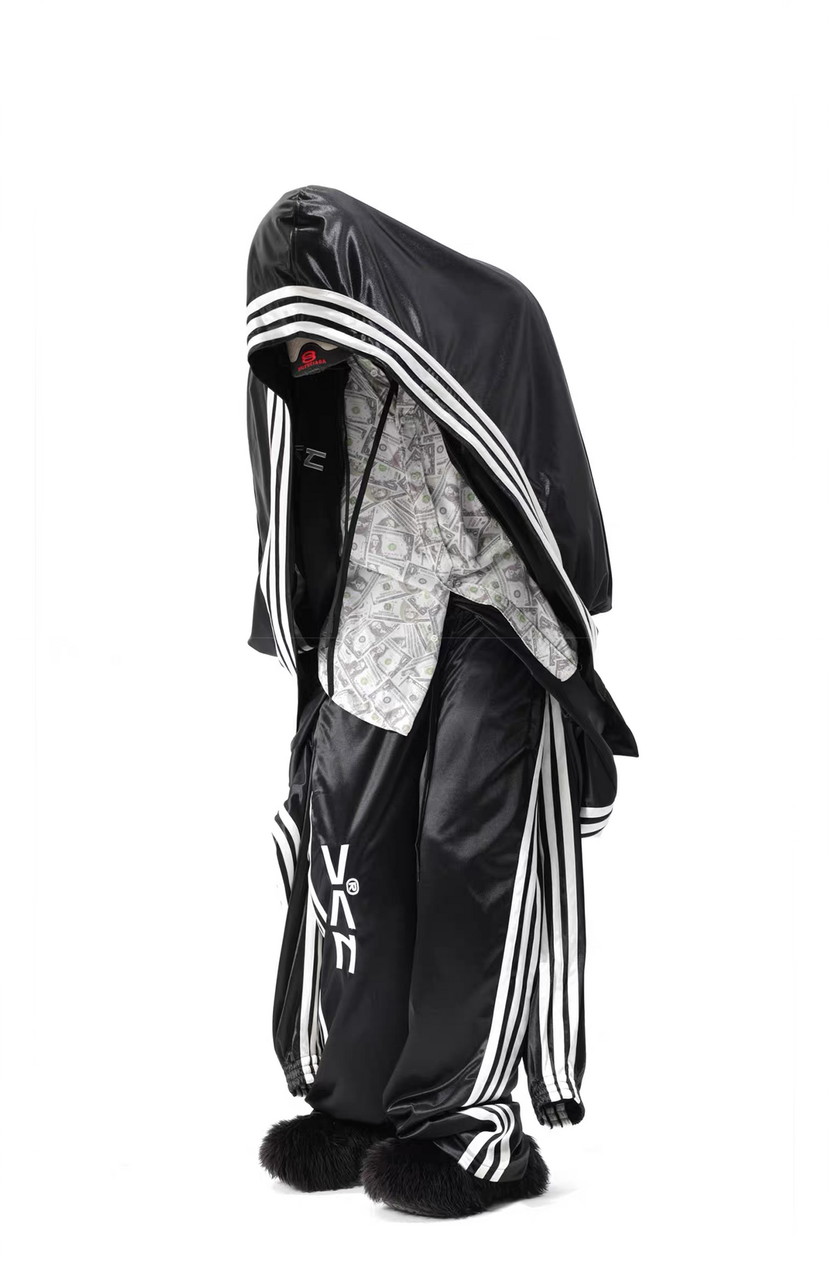 VANGUARDIA Faux One-Piece Contrast Stripe Straight-Leg Pants