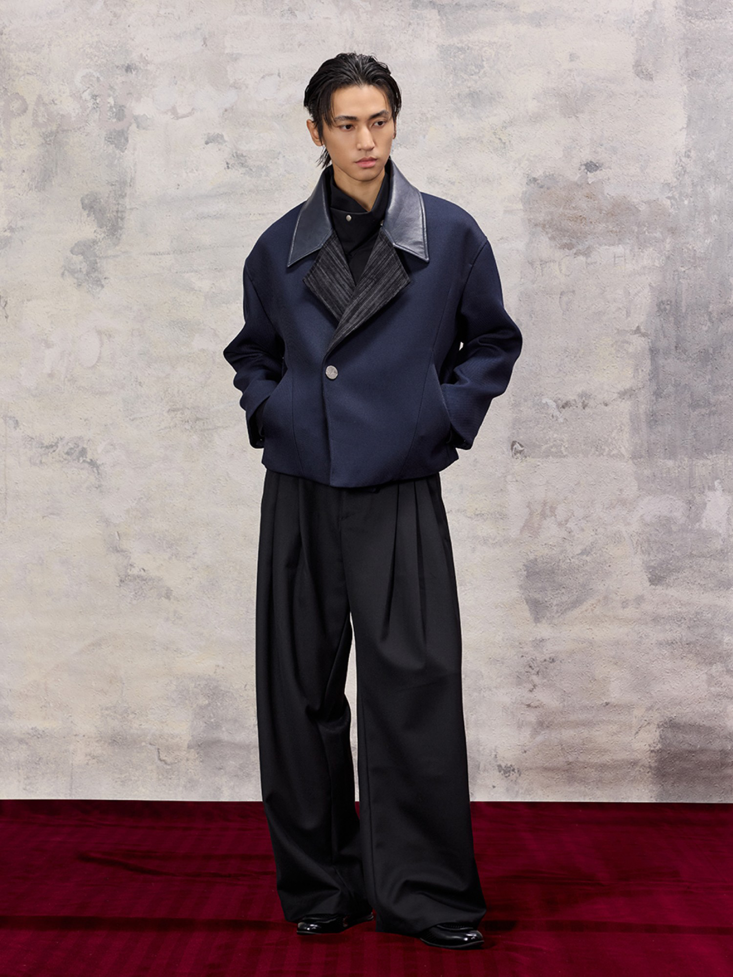 ALVNG AR ANTS Structured Wool-Blend Paneled Collar Jacket
