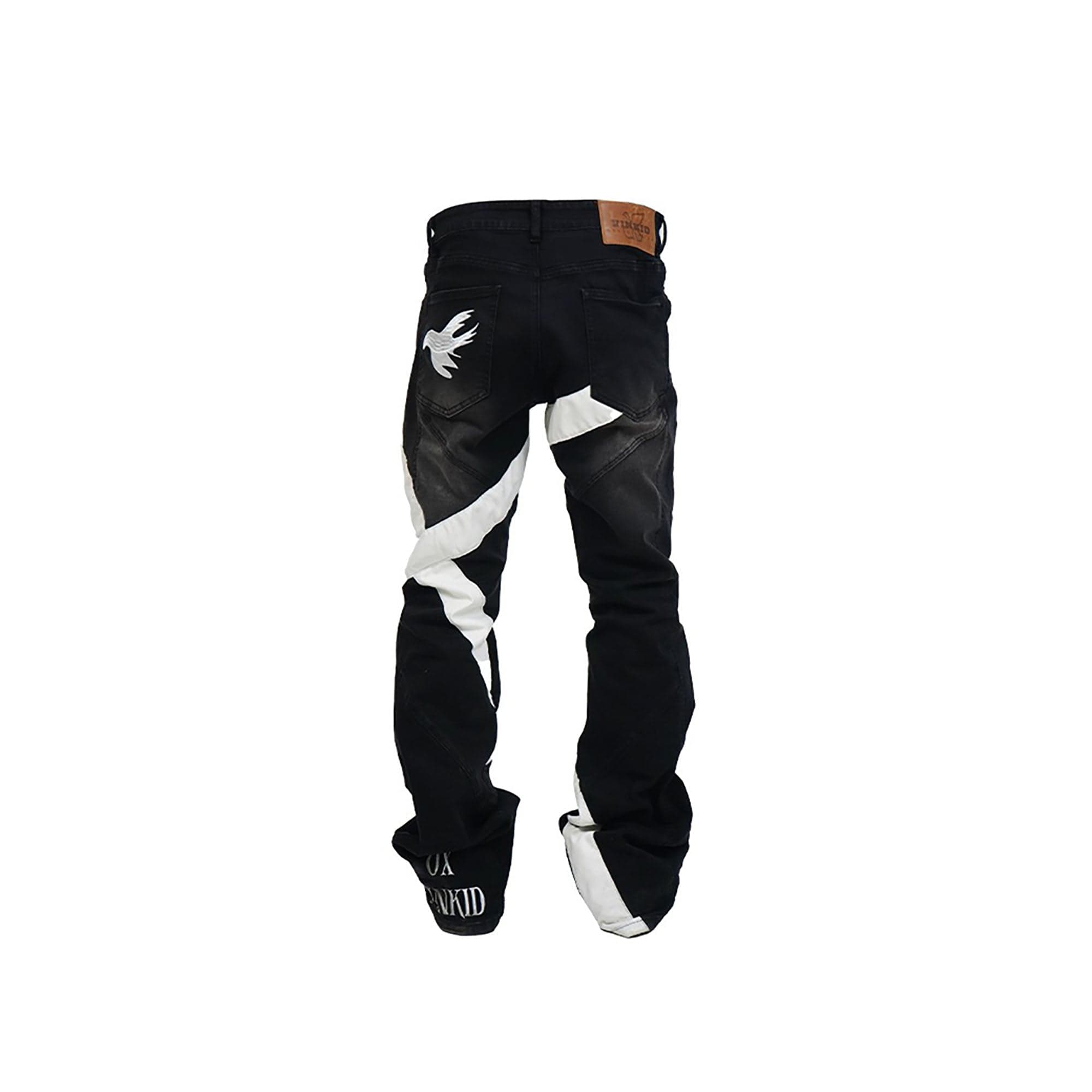 VINKID Infinite Cross Panel Embroidered Jeans, premium urban and streetwear designers apparel on PROJECTISR.com, VINKID