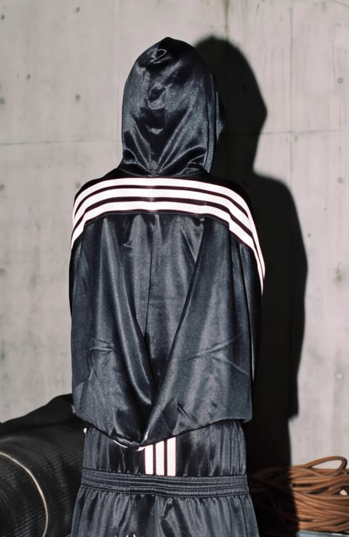 VANGUARDIA Striped Drop-Shoulder Hooded Jacket