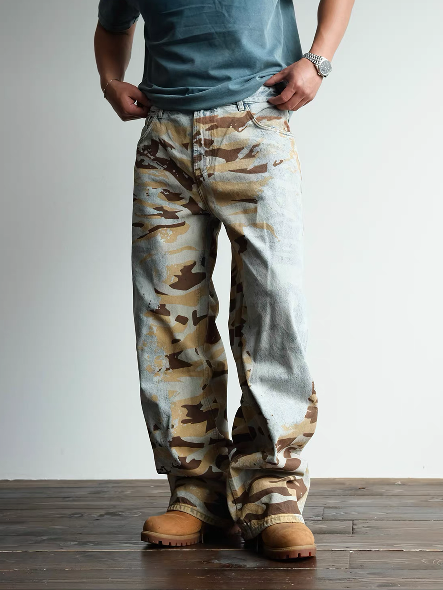 NEIGBORL Retro Washed Camo Jeans