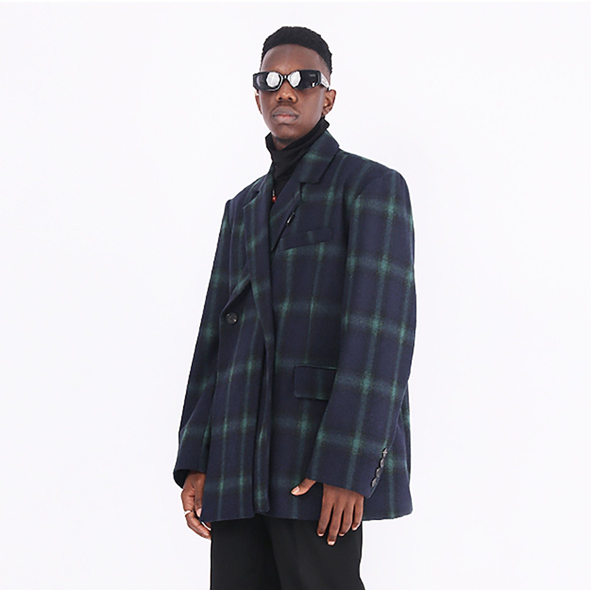ASSEEN Deconstructed Plaid Wool-Blend Oversized Blazer, premium urban and streetwear designers apparel on PROJECTISR.com, ASSEEN