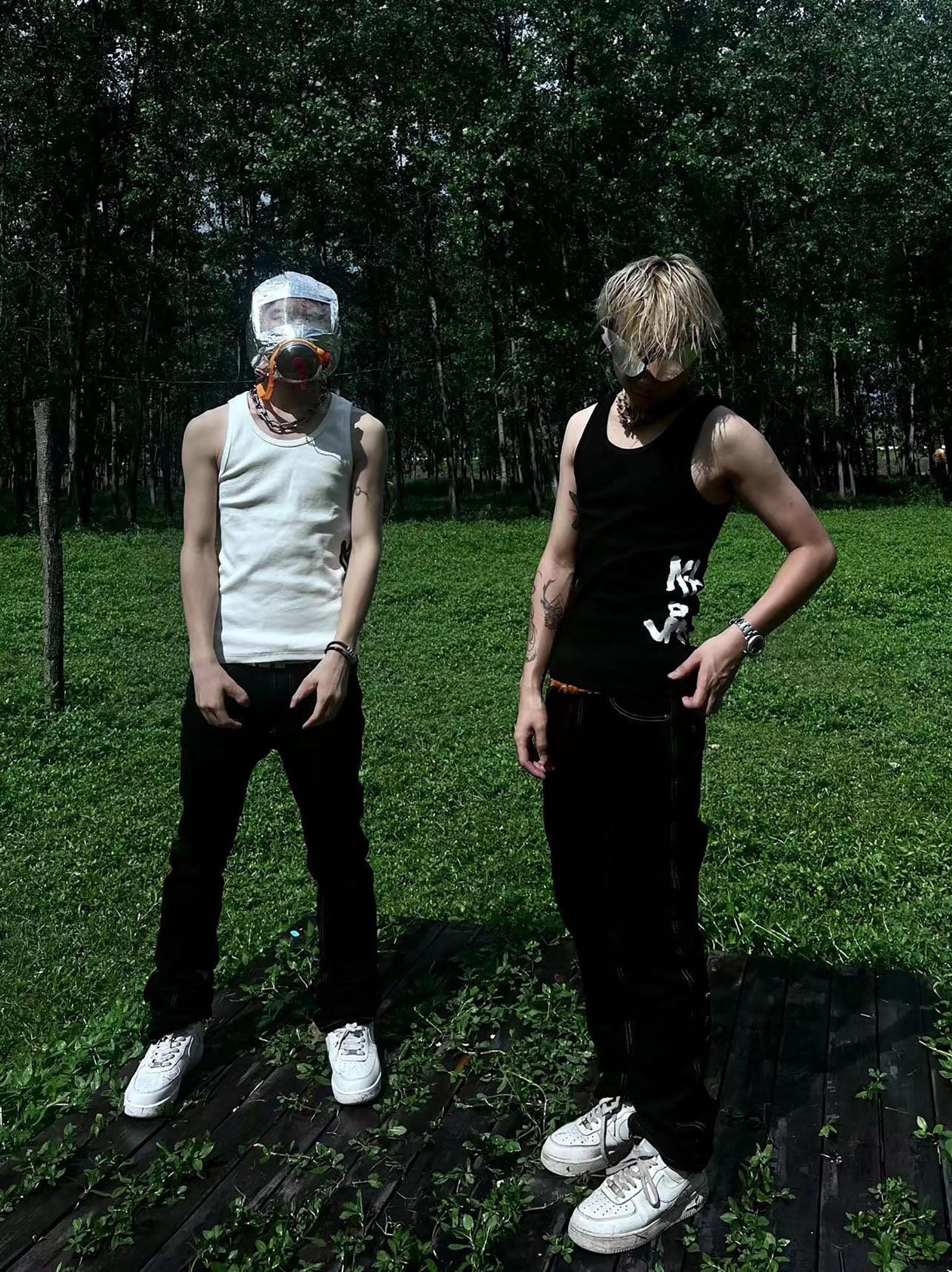 VINKID Embroidered Contrast Stitch Stacked Skinny Jeans, premium urban and streetwear designers apparel on PROJECTISR.com, VINKID