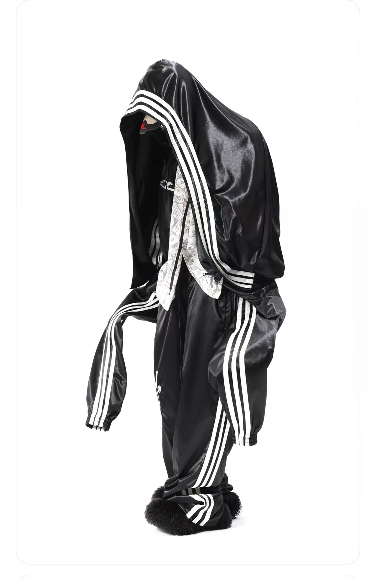 VANGUARDIA Striped Drop-Shoulder Hooded Jacket