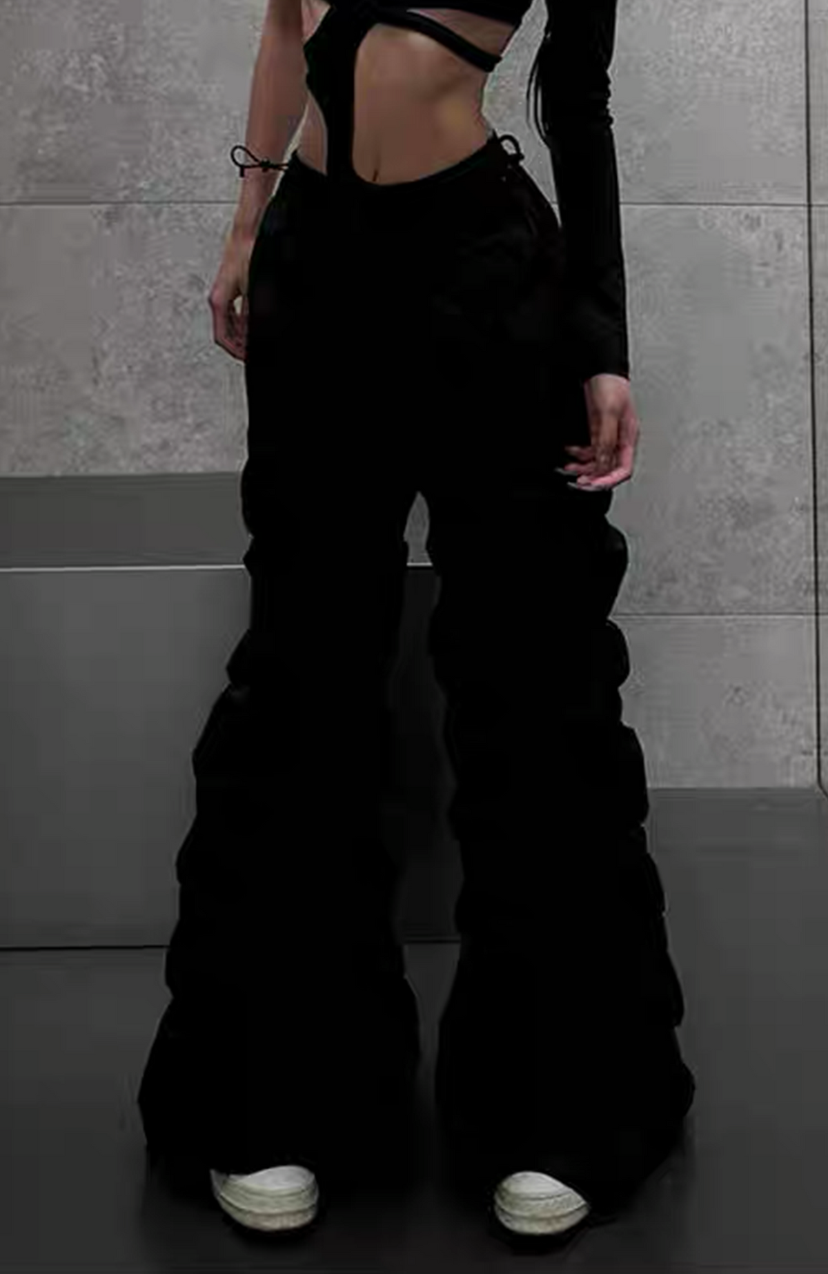VANGUARDIA Crinkled Wide-Leg Nylon Trousers