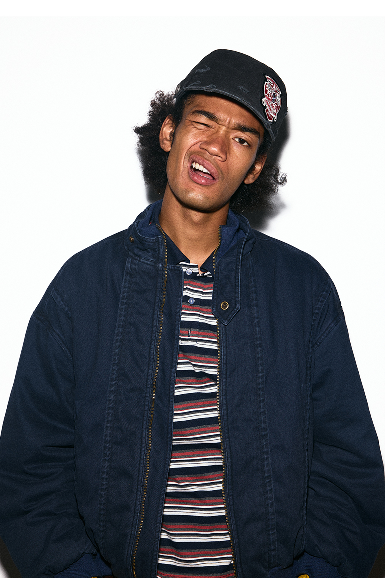 TRECLUB Check-Lined Mock-Neck Puffer Jacket