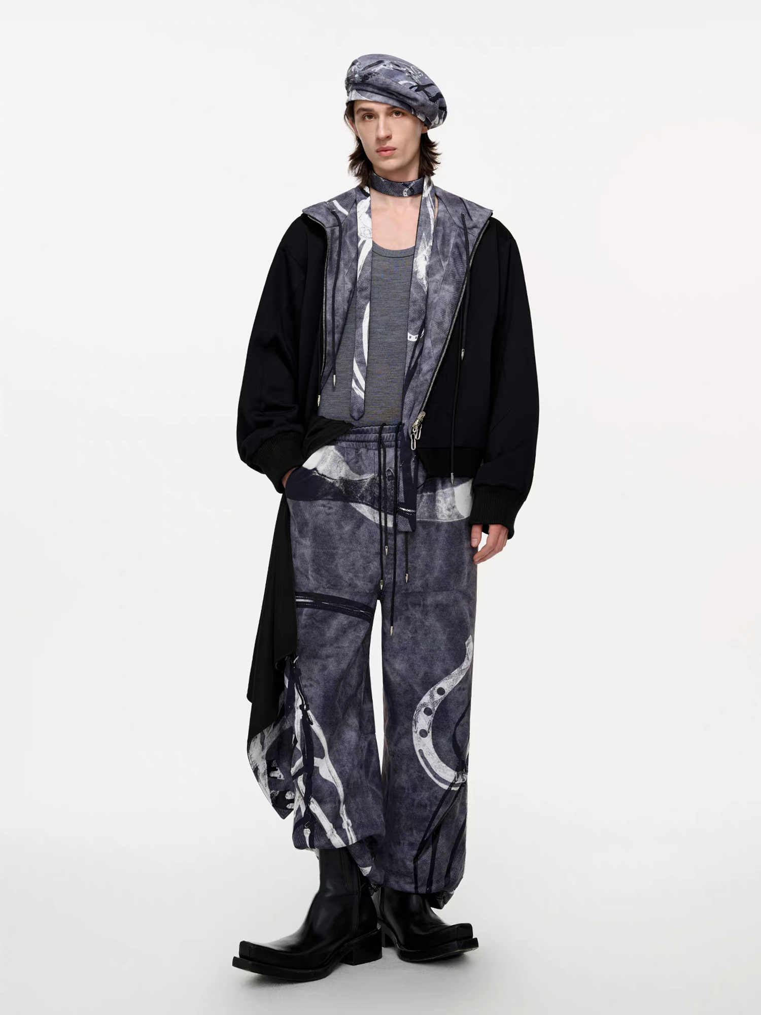 TIWILLTANG Abstract Reversible Graphic Beret