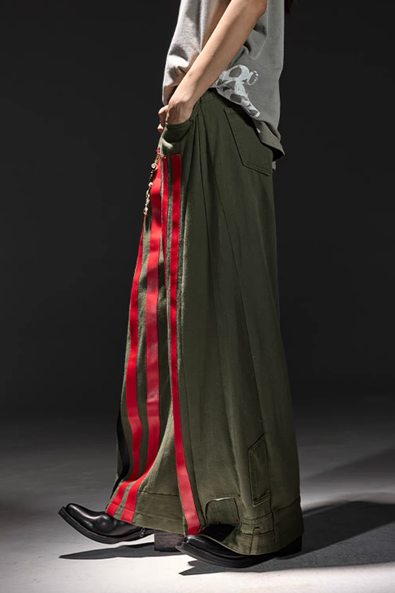 NOTHINGNESS WORLD Four-Stripe Wide-Leg Sweatpants, premium urban and streetwear designers apparel on PROJECTISR.com, NOTHINGNESS WORLD