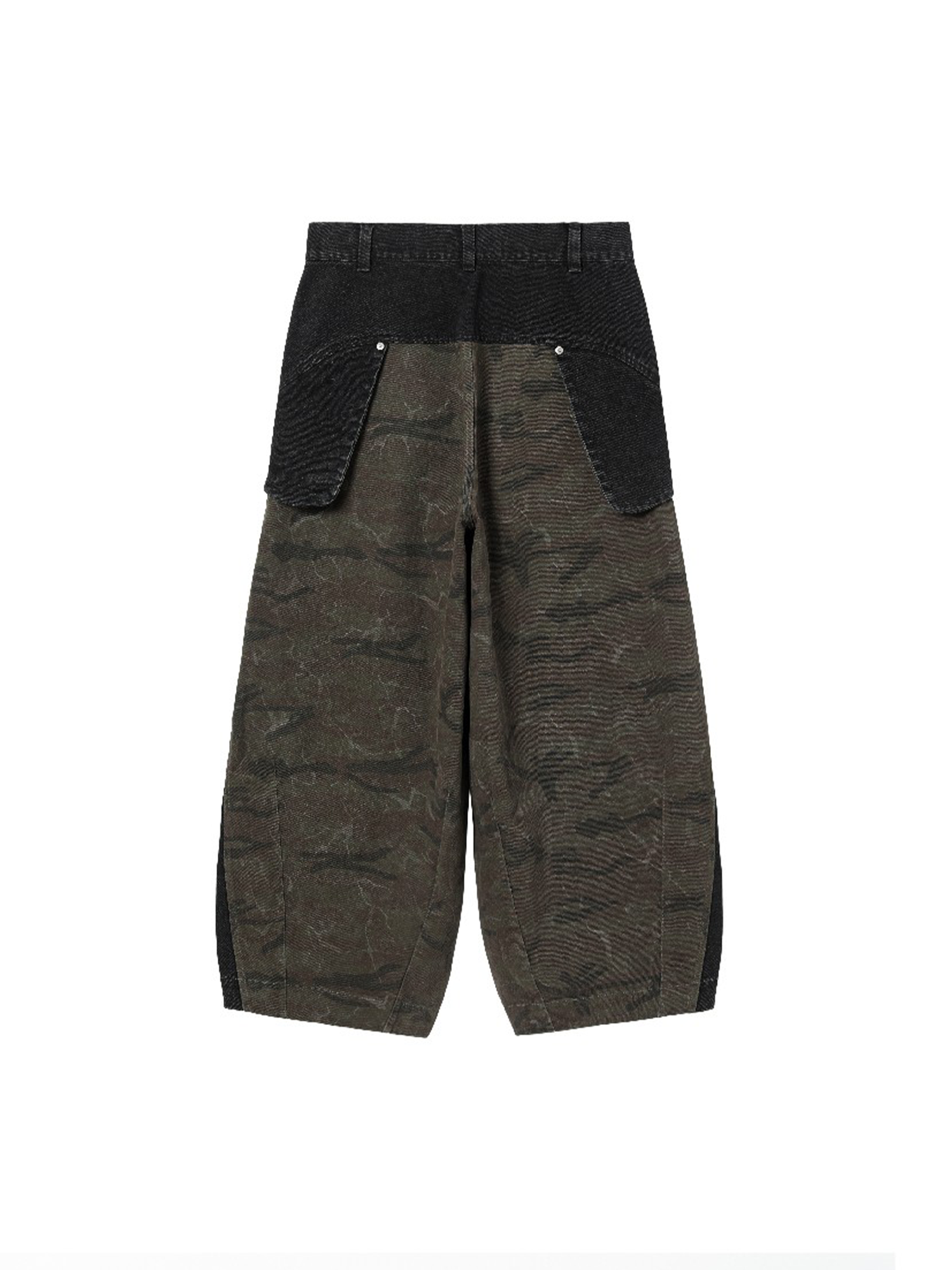 ALVNG AR ANTS Washed Camo Paneled Oversized Lantern Pants