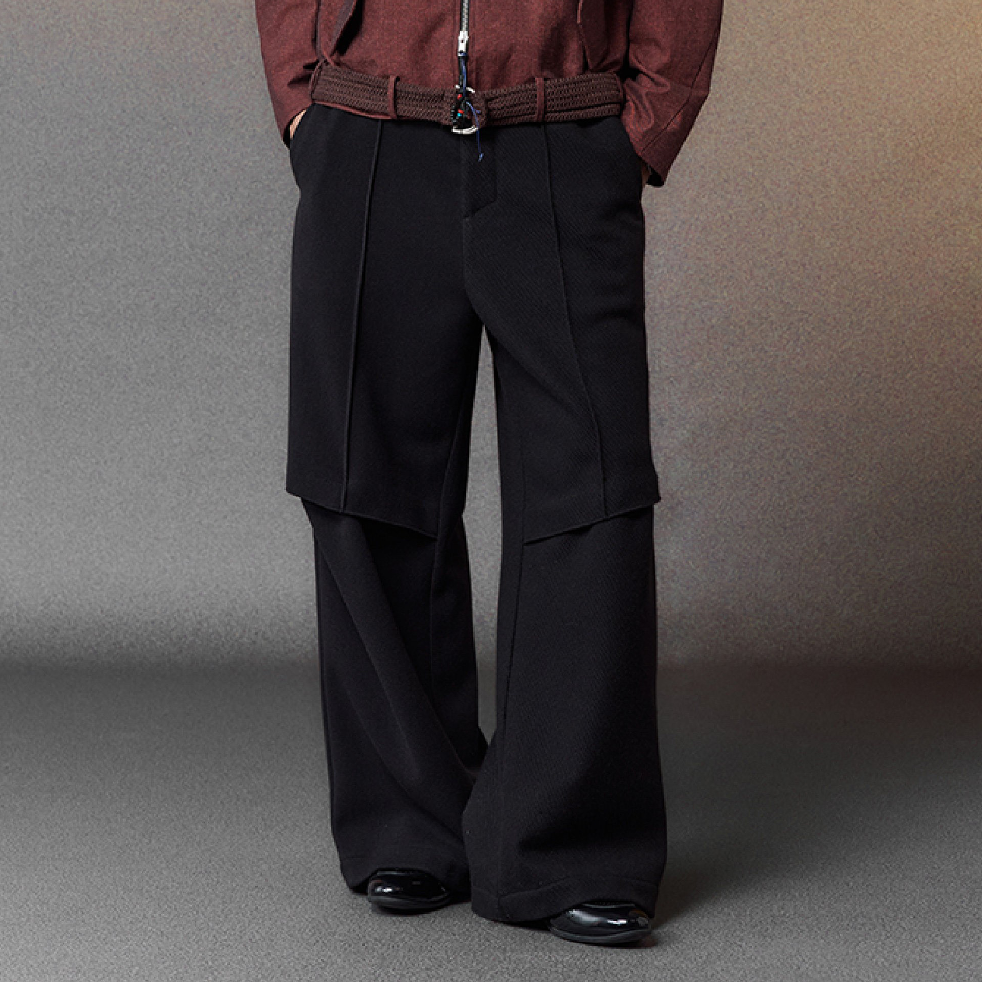 ALVNG AR ANTS Paneled Layered Wool-Blend Trousers