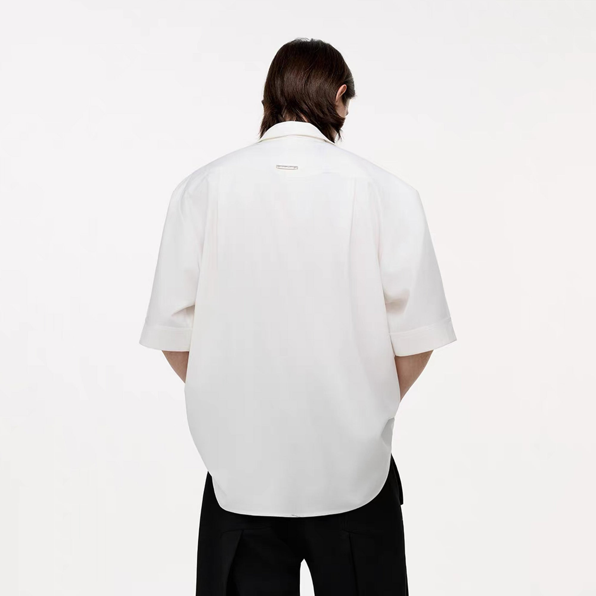 TIWILLTANG Draped Camp-Collar T Shirt, premium urban and streetwear designers apparel on PROJECTISR.com, TIWILLTANG