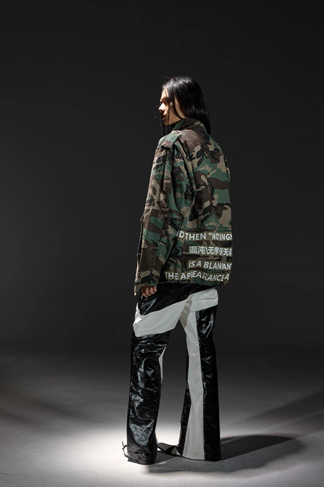 NOTHINGNESS WORLD Slogan Patchwork Multi-Pocket Utility Jacket, premium urban and streetwear designers apparel on PROJECTISR.com, NOTHINGNESS WORLD