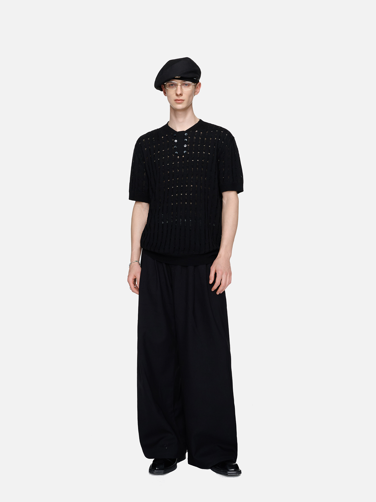 TIWILLTANG Essential Openwork Knitted T Shirt