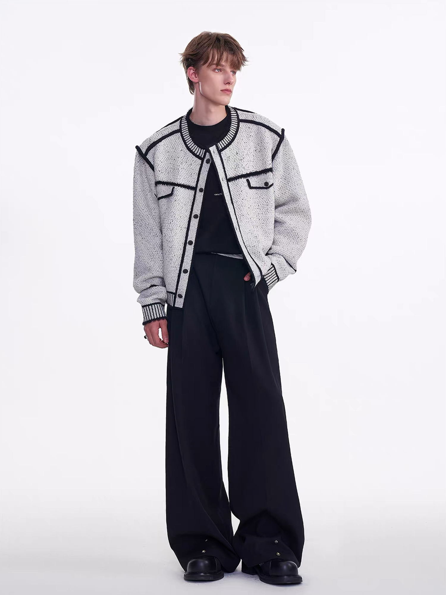 TIWILLTANG Contrast Stitch Knit Jacket