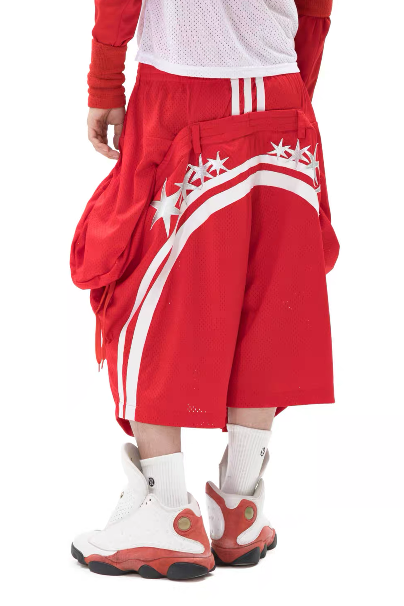 VANGUARDIA Sagging Mesh Layered Sport Shorts