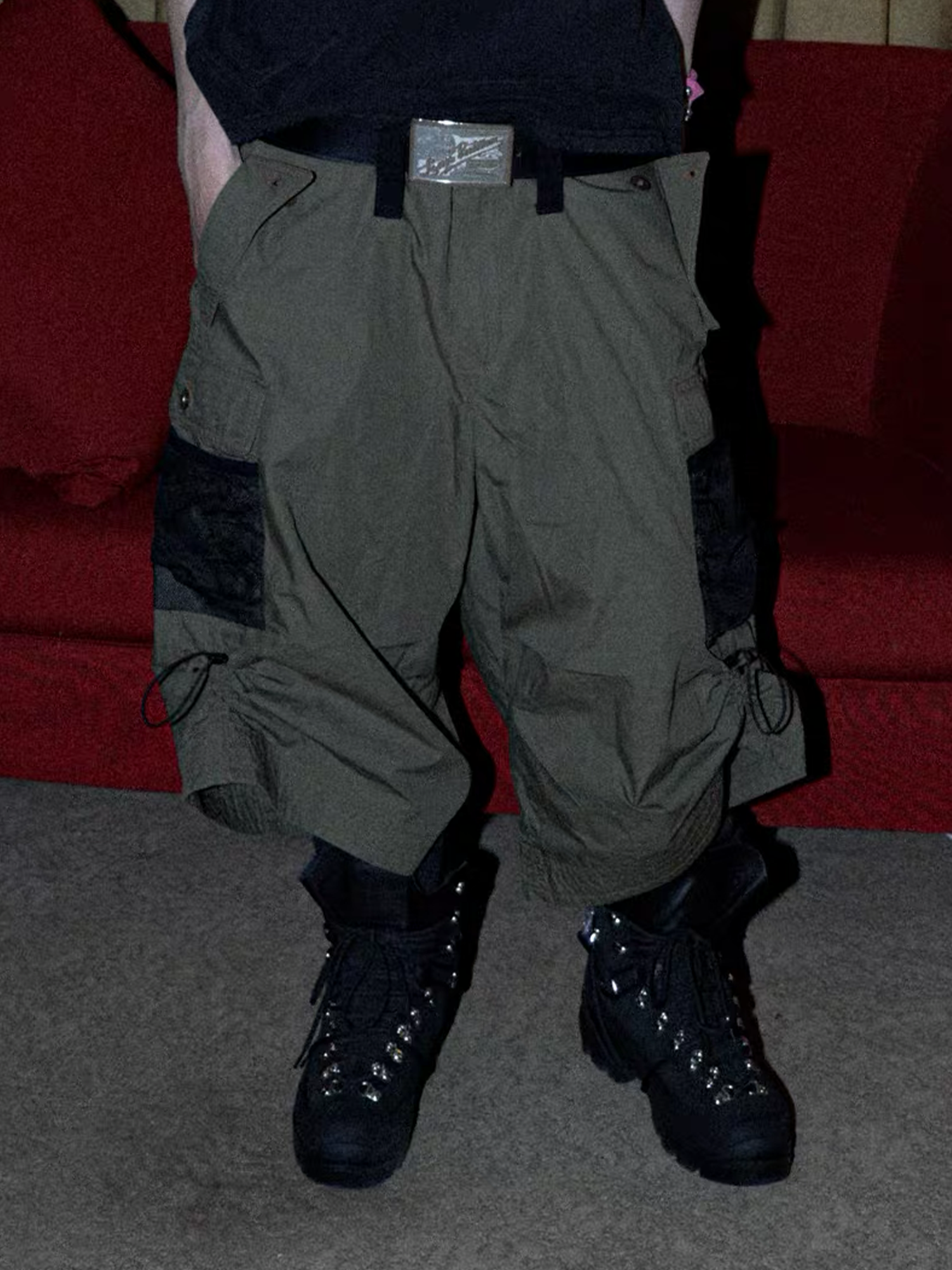 PCCVISION Contrast Panel Pleated Utility Shorts, premium urban and streetwear designers apparel on PROJECTISR.com, PCCVISION