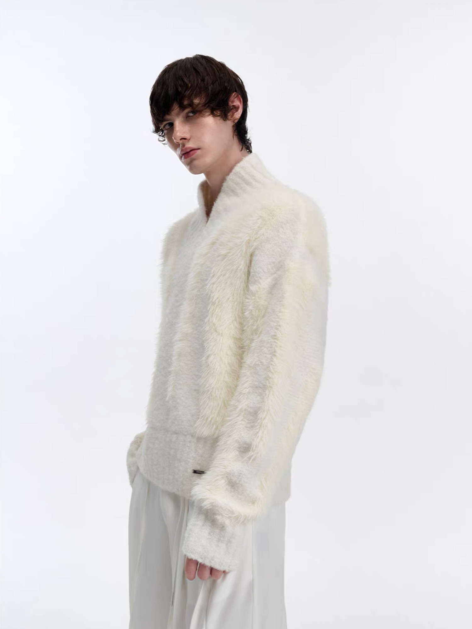 TIWILLTANG Fuzzy Faux-Mink Contrast Sweater, premium urban and streetwear designers apparel on PROJECTISR.com, TIWILLTANG