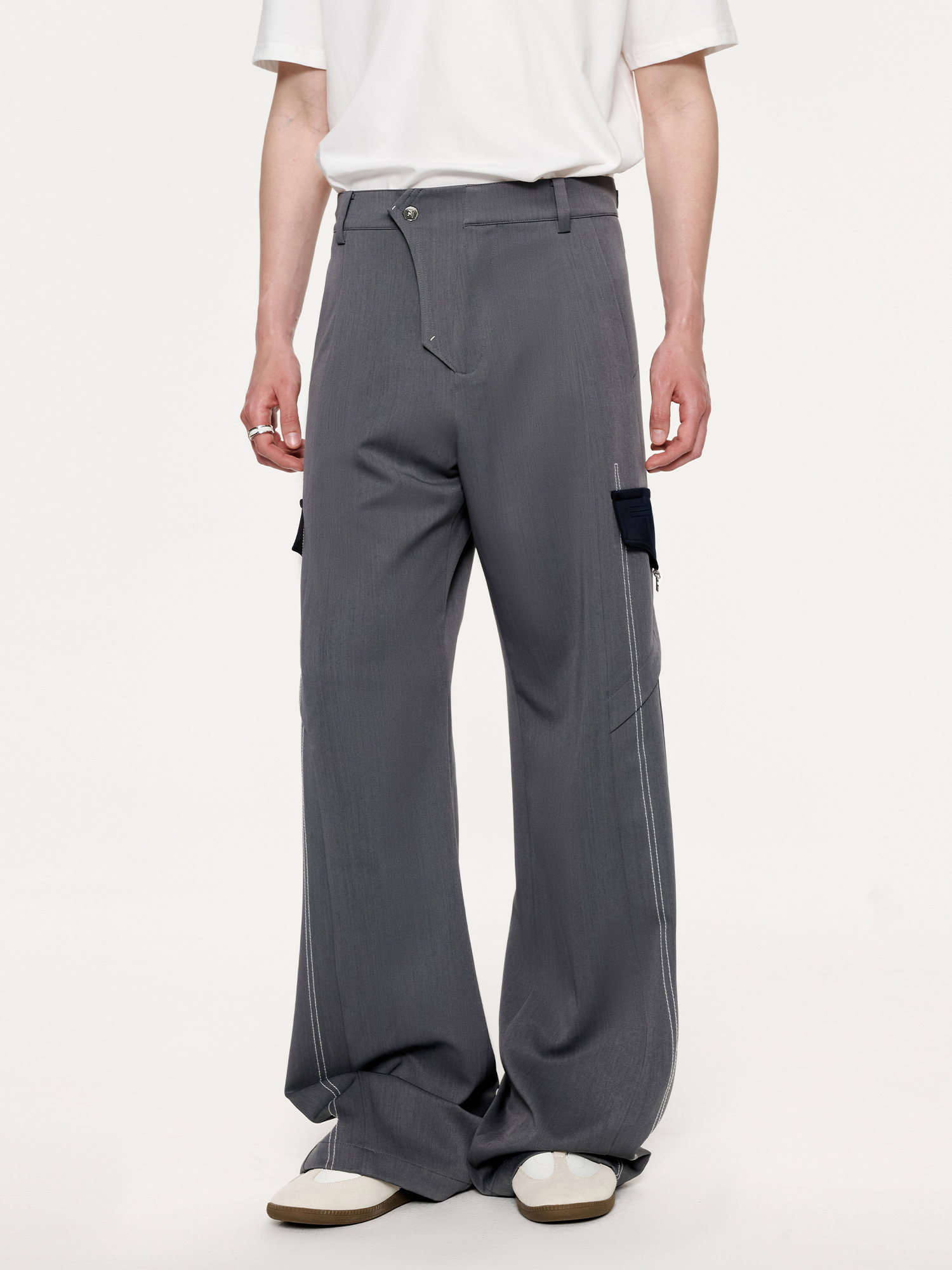 TIWILLTANG Draped Wide-Leg Trousers