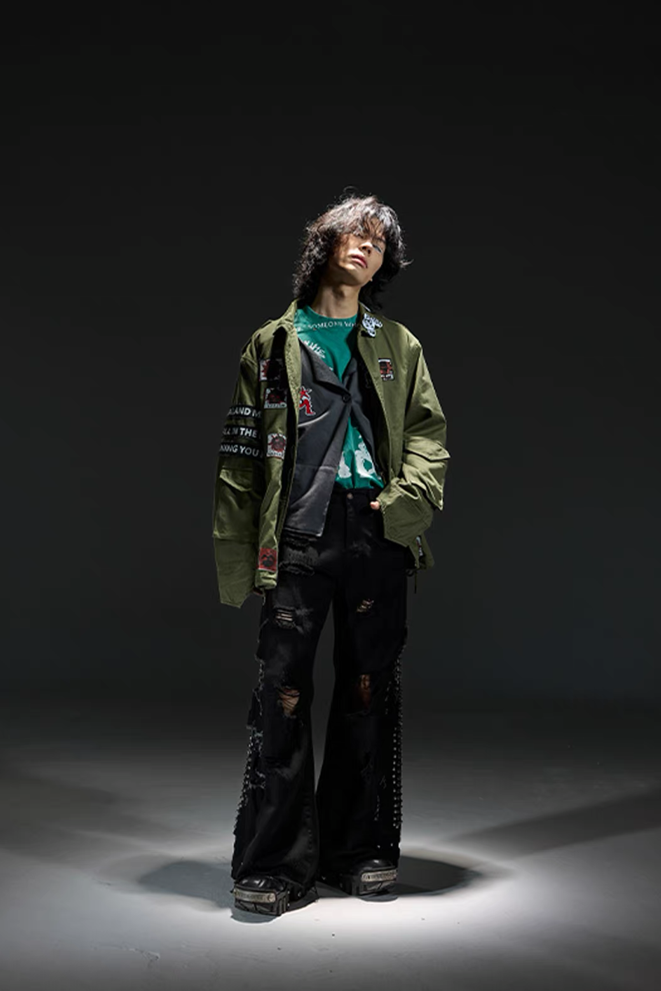 NOTHINGNESS WORLD Slogan Patchwork Multi-Pocket Utility Jacket, premium urban and streetwear designers apparel on PROJECTISR.com, NOTHINGNESS WORLD