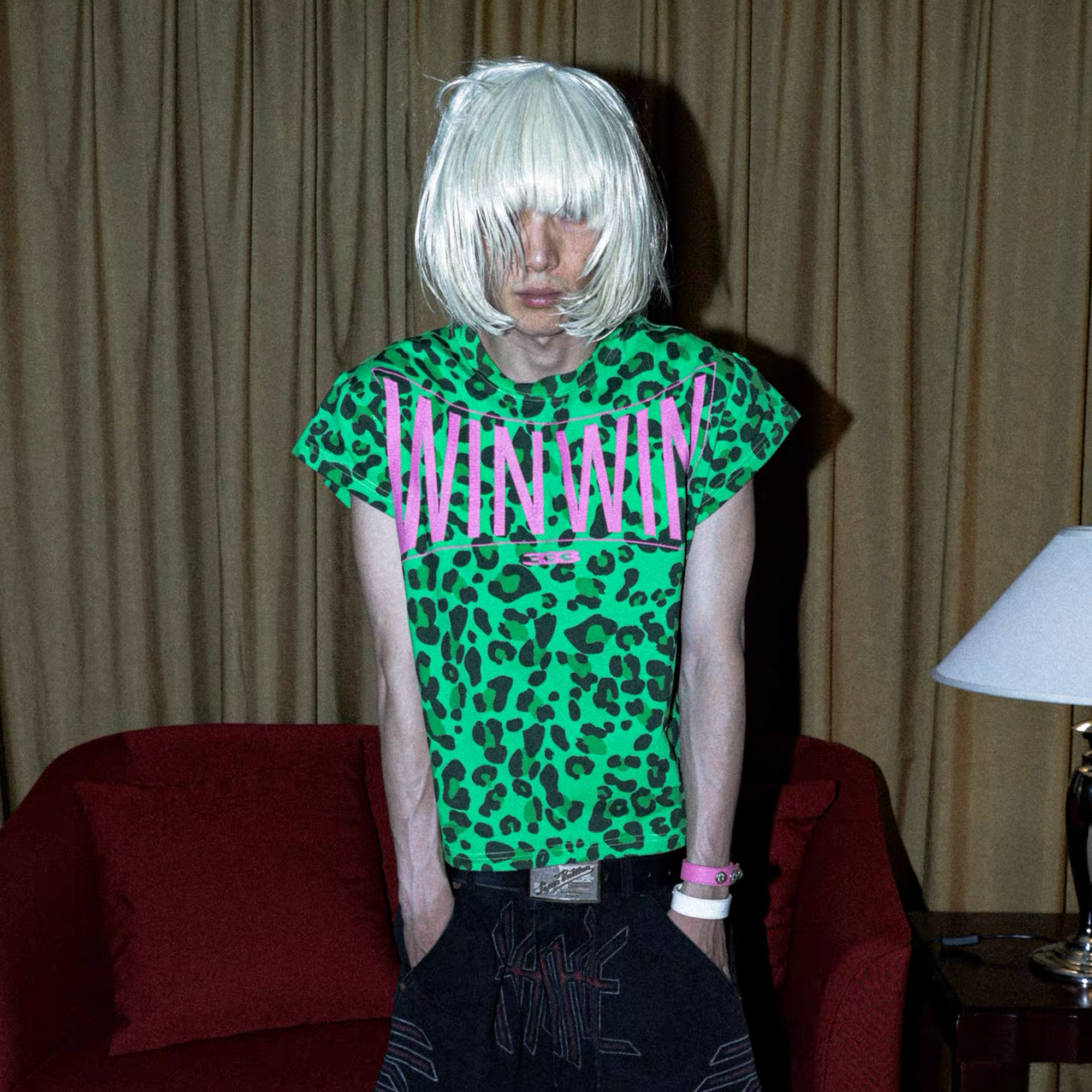 PCCVISION Contrast Leopard Crackled Foil Graphic T-Shirt, premium urban and streetwear designers apparel on PROJECTISR.com, PCCVISION
