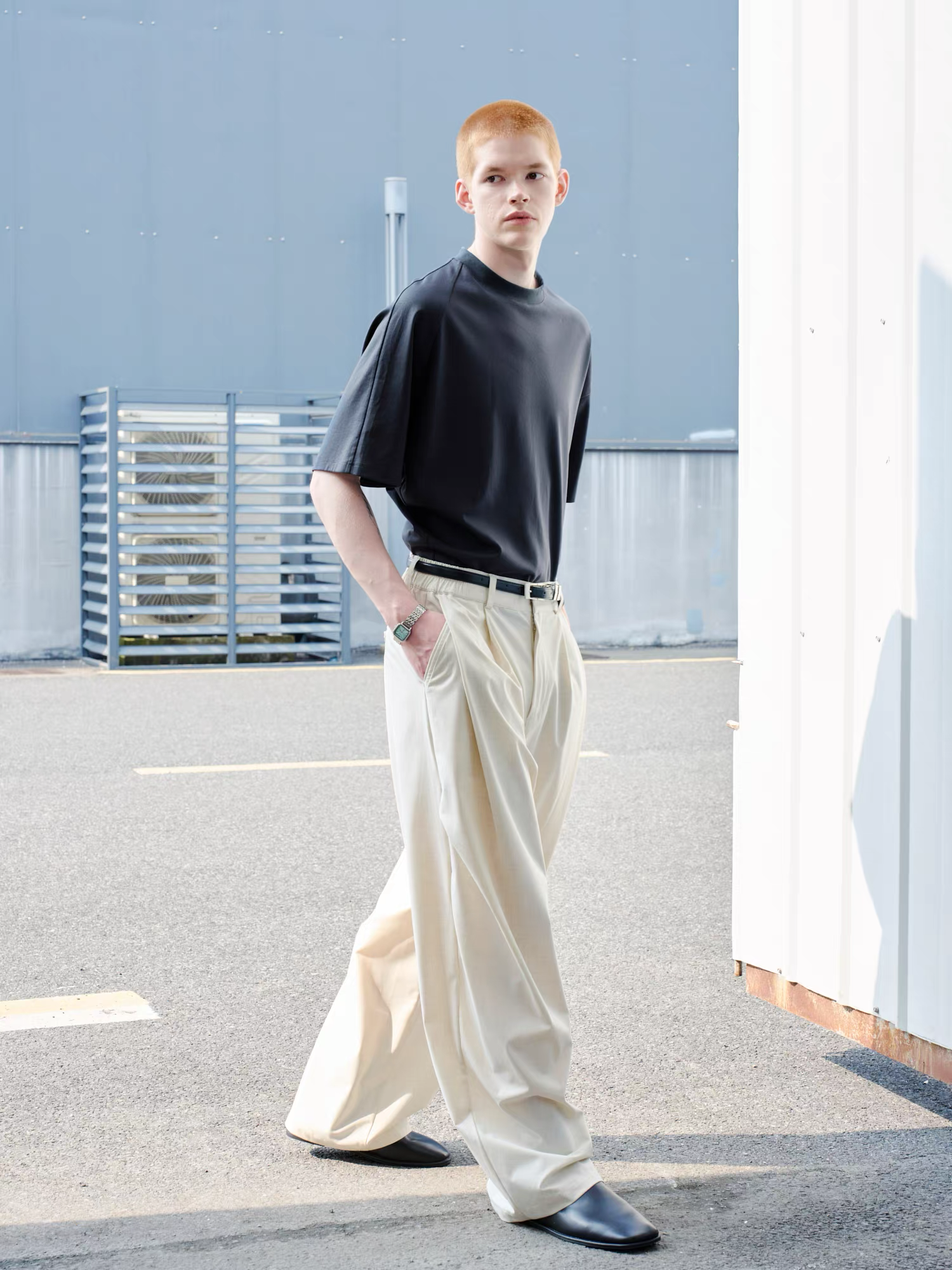 GRAINMUSTARD High-Waist Draped Pleated Trousers