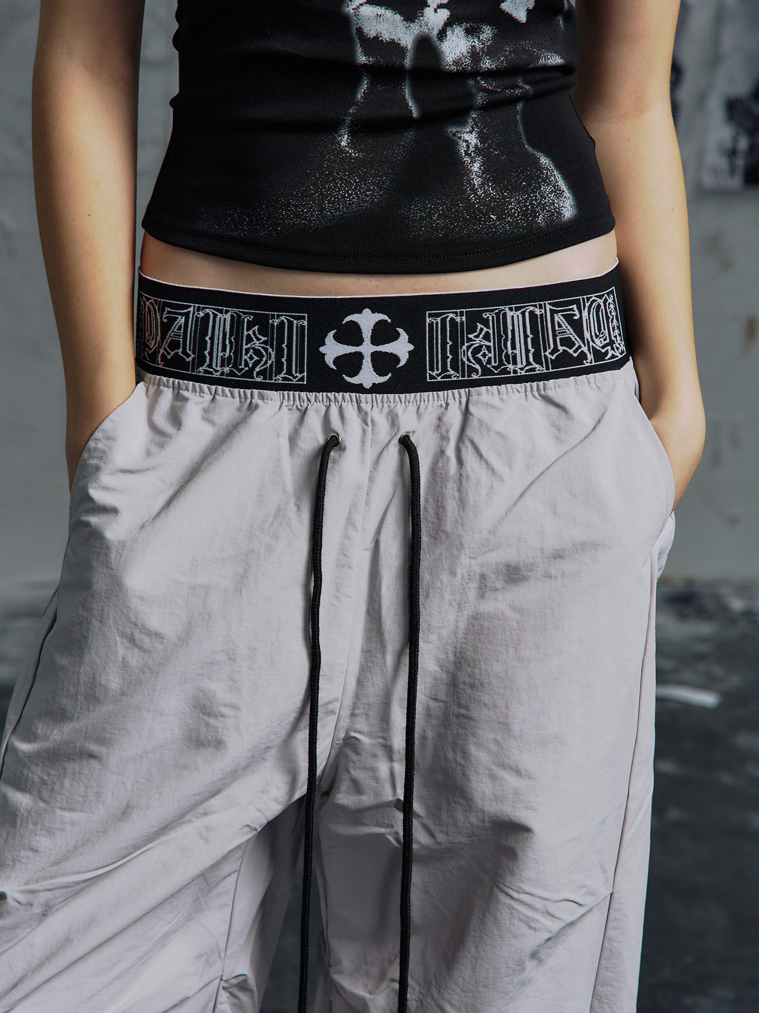 PAIKI Double-Waist Parachute Curved Pants