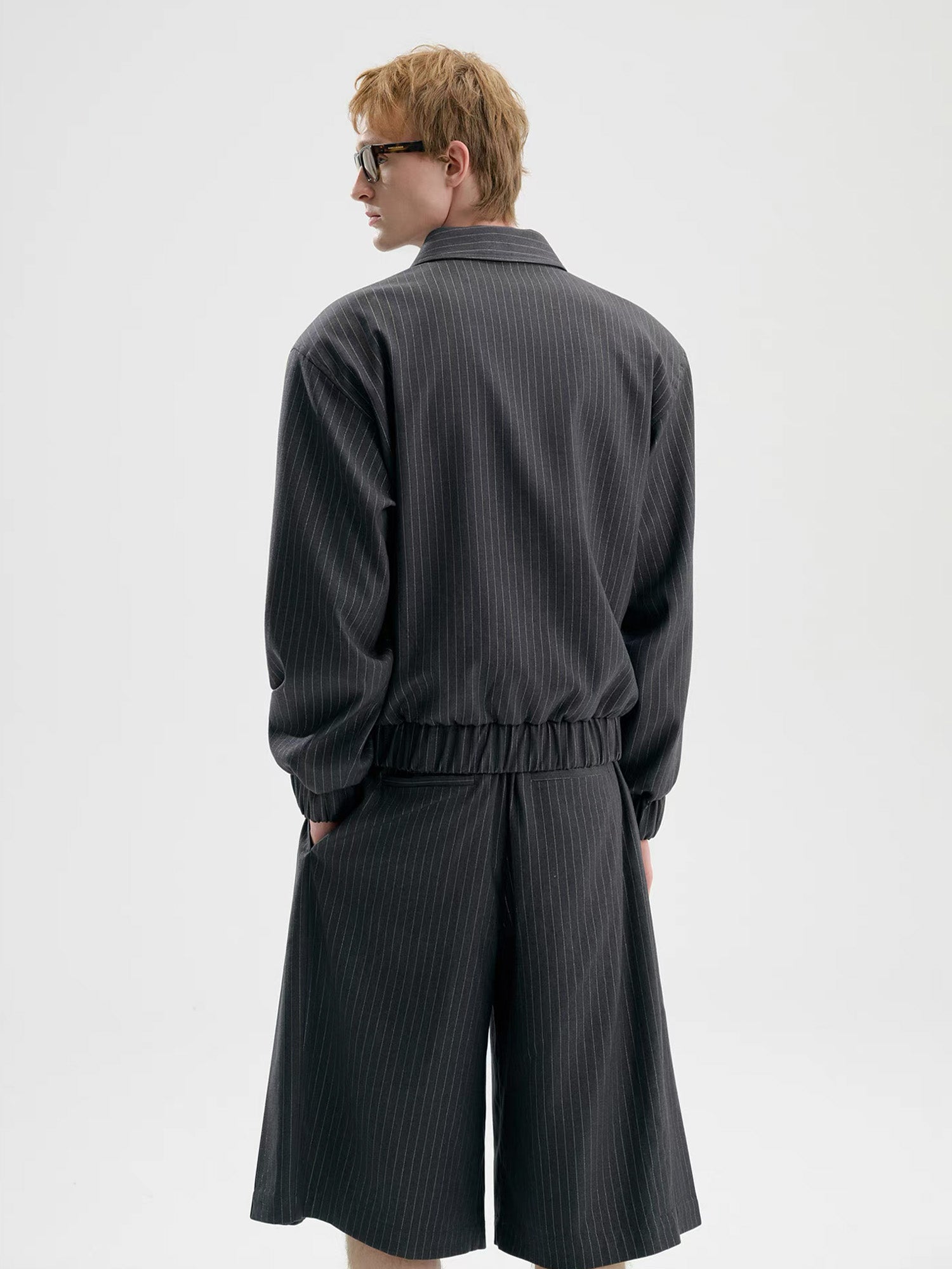 TIWILLTANG Pleated Pinstripe Skirt Shorts, premium urban and streetwear designers apparel on PROJECTISR.com, TIWILLTANG