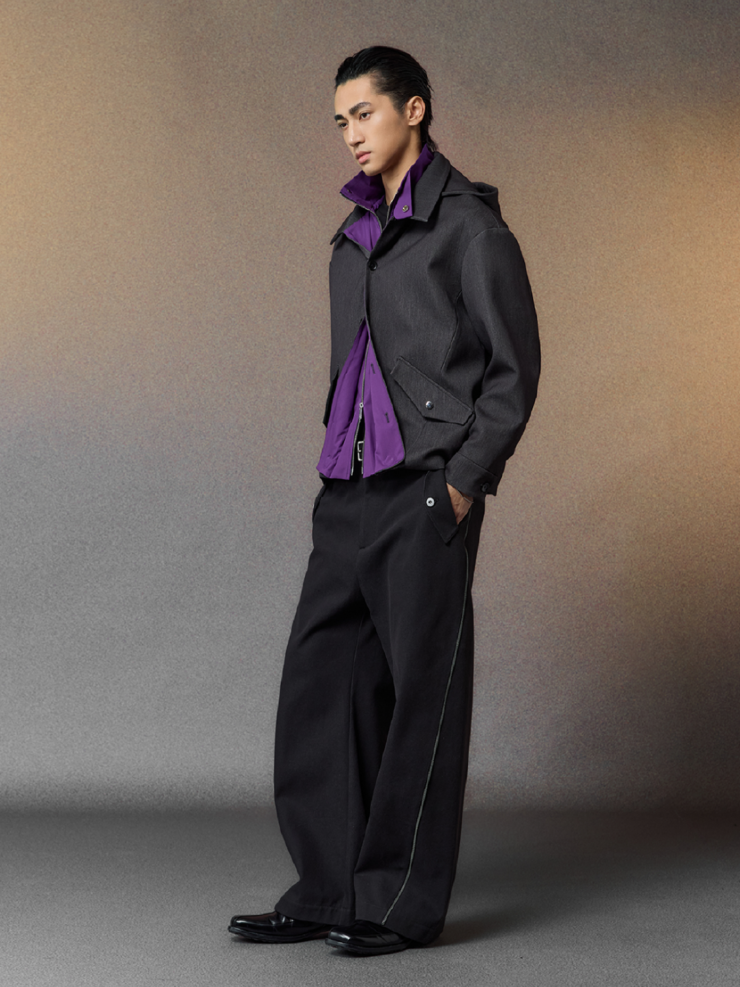 ALVNG AR ANTS Tech Contrast Split-Panel Hooded Jacket, premium urban and streetwear designers apparel on PROJECTISR.com, ALVNG AR ANTS