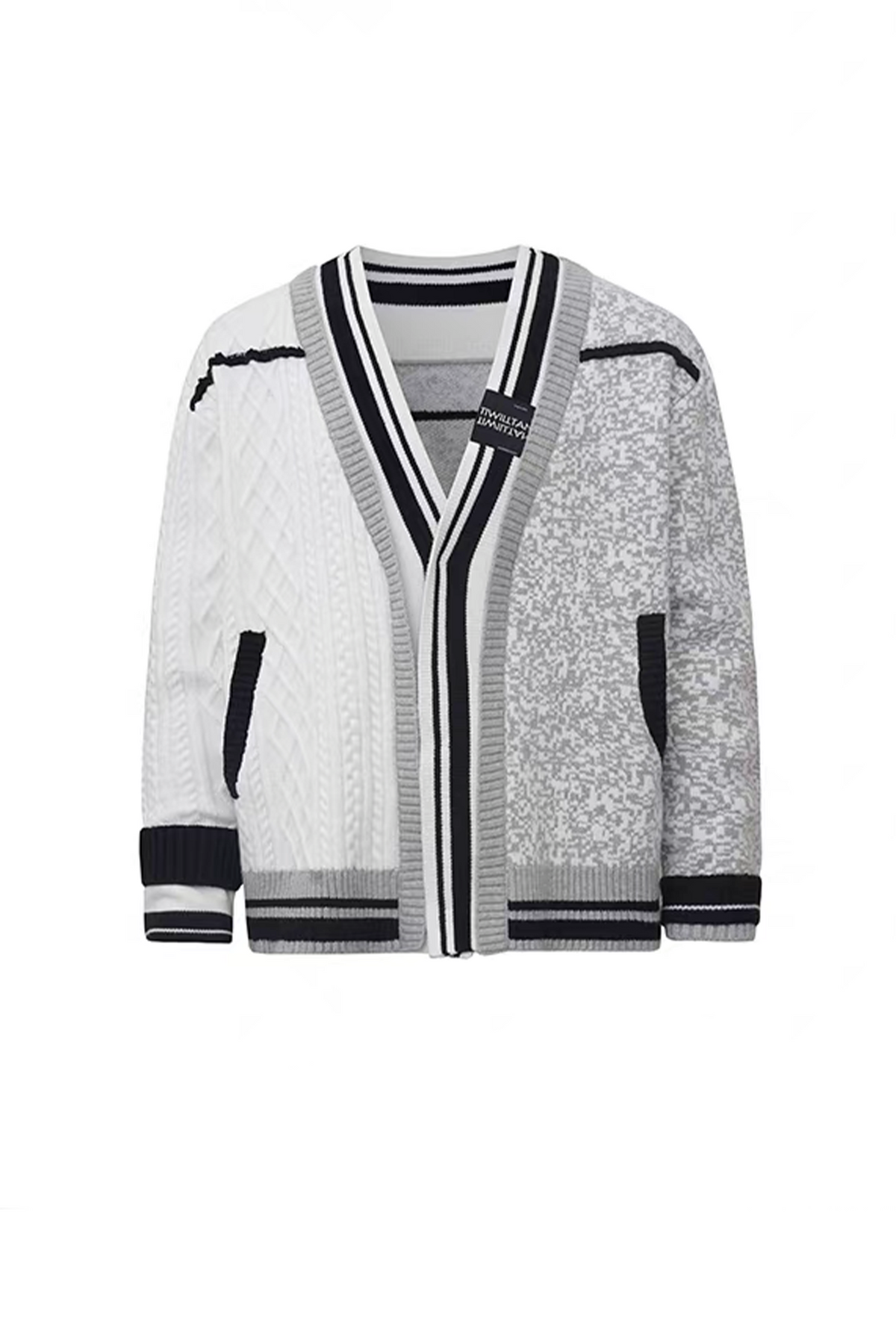 TIWILLTANG Asymmetrical Striped Ribbed Cardigan
