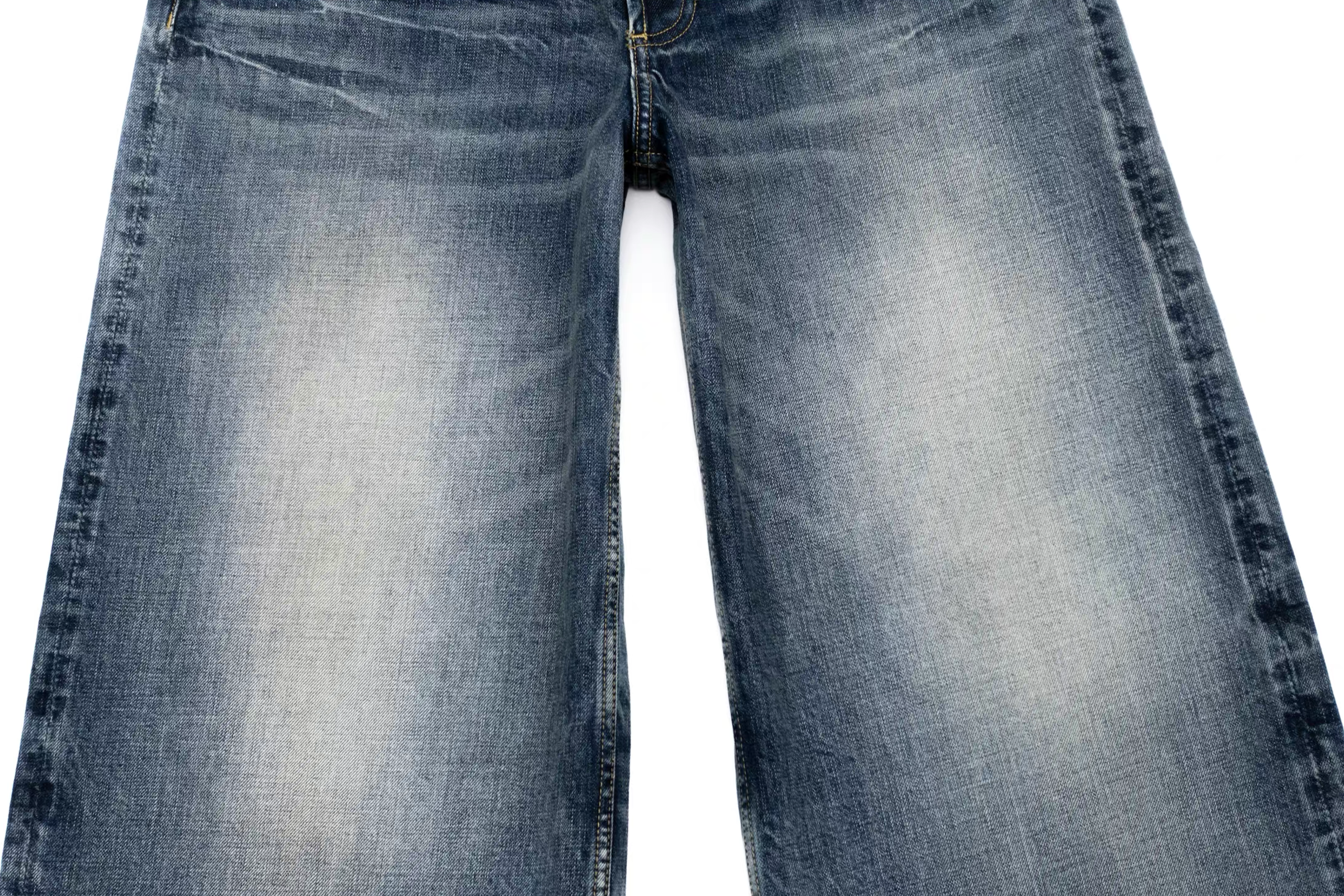 IN EXISTENCE x i Washed Lightning Fade Wide-Leg Jeans Blue, premium urban and streetwear designers apparel on PROJECTISR.com, IN EXISTENCE