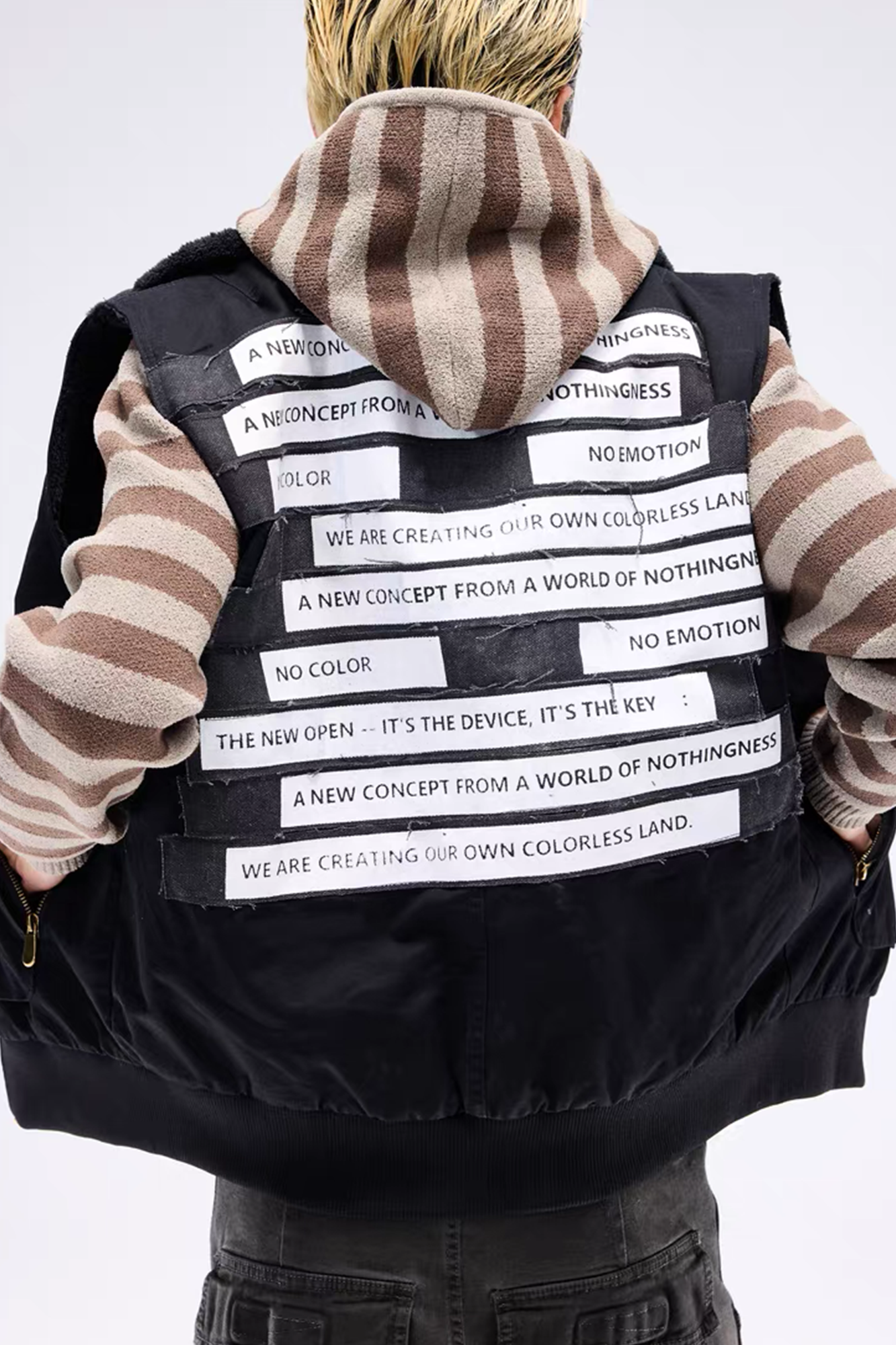 NOTHINGNESS WORLD Padded Funnel-Neck Zip Vest, premium urban and streetwear designers apparel on PROJECTISR.com, NOTHINGNESS WORLD