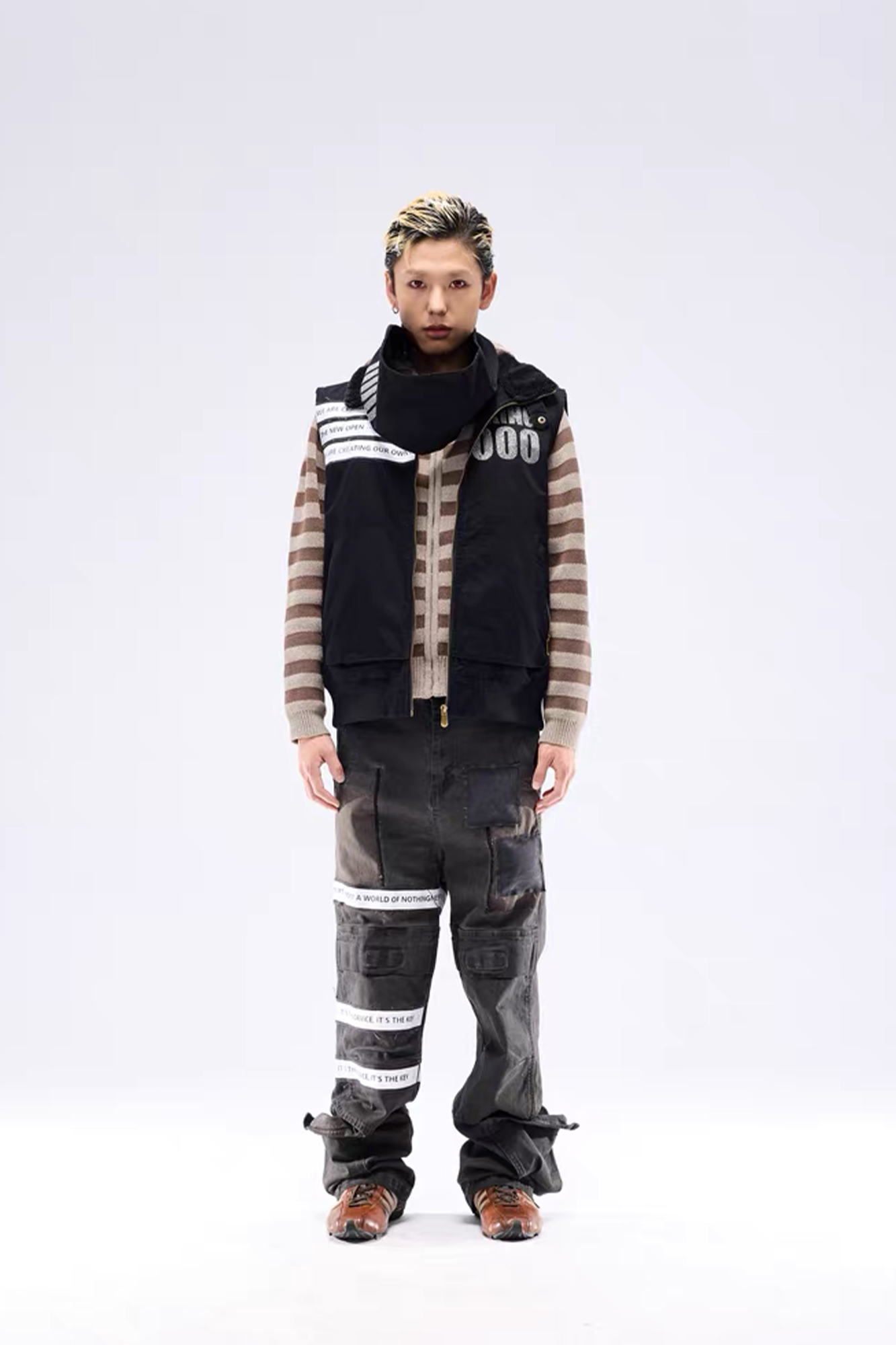 NOTHINGNESS WORLD Padded Funnel-Neck Zip Vest, premium urban and streetwear designers apparel on PROJECTISR.com, NOTHINGNESS WORLD
