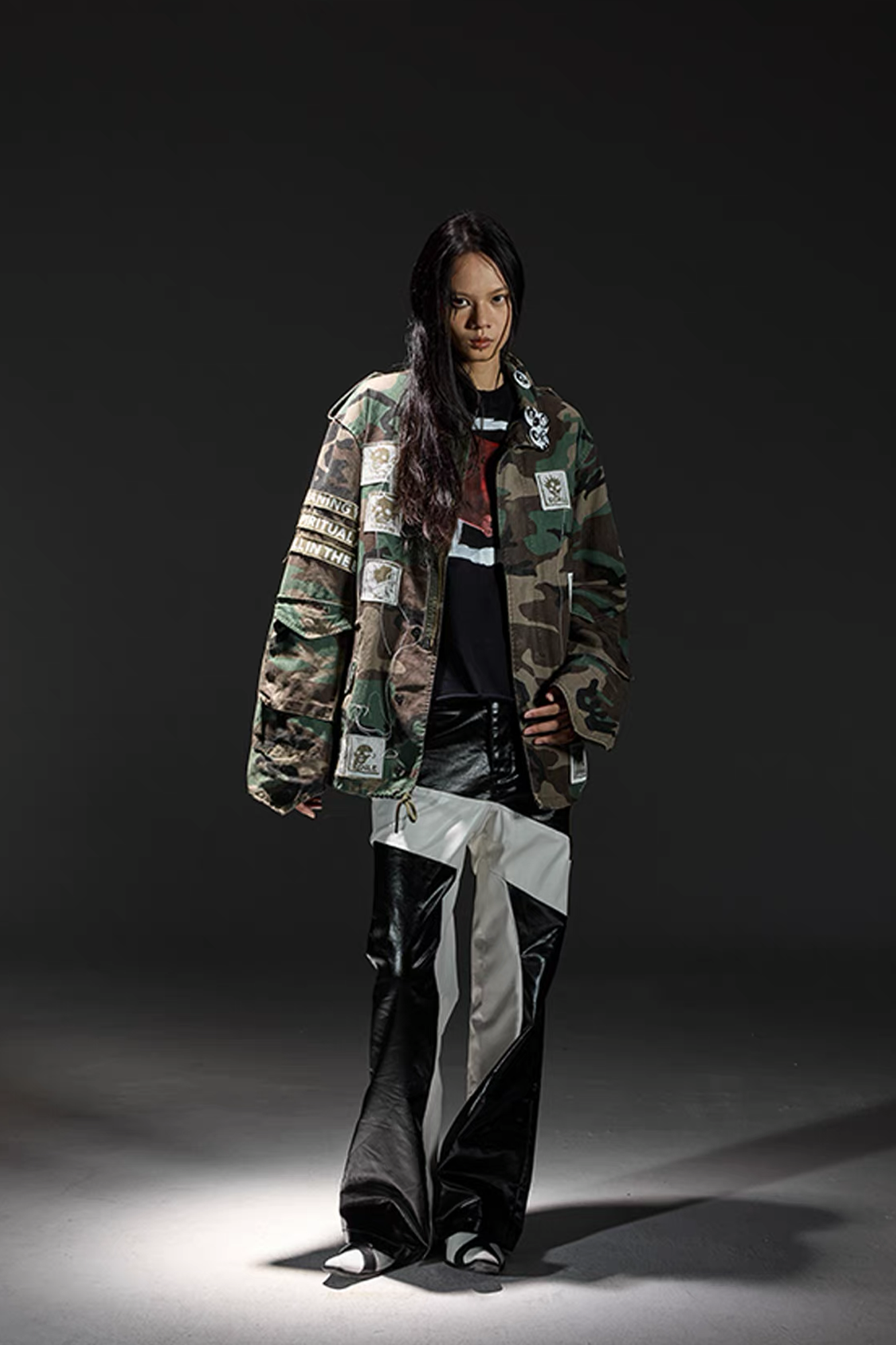 NOTHINGNESS WORLD Slogan Patchwork Multi-Pocket Utility Jacket, premium urban and streetwear designers apparel on PROJECTISR.com, NOTHINGNESS WORLD