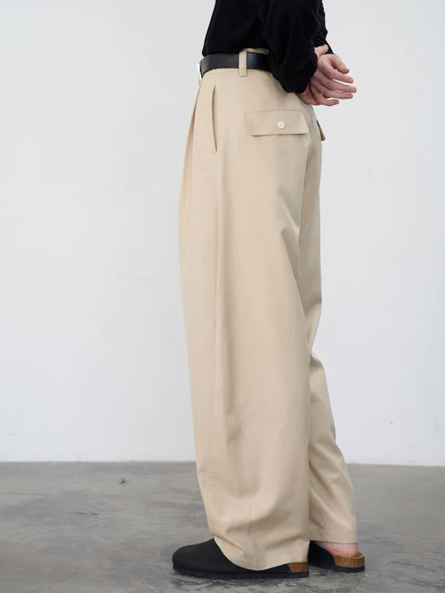 GRAINMUSTARD Retro Pleated High-Waist Wide-Leg Trousers, premium urban and streetwear designers apparel on PROJECTISR.com, GRAINMUSTARD
