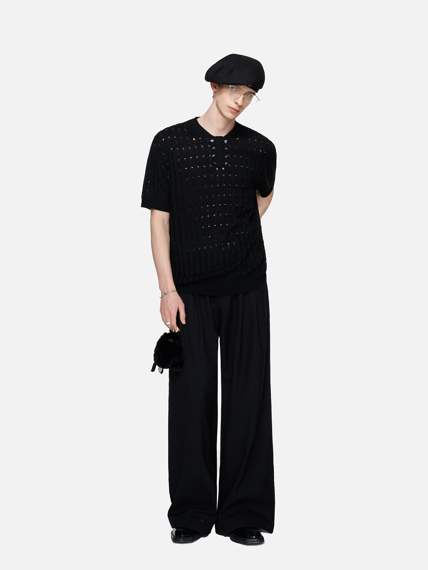 TIWILLTANG Essential Openwork Knitted T Shirt