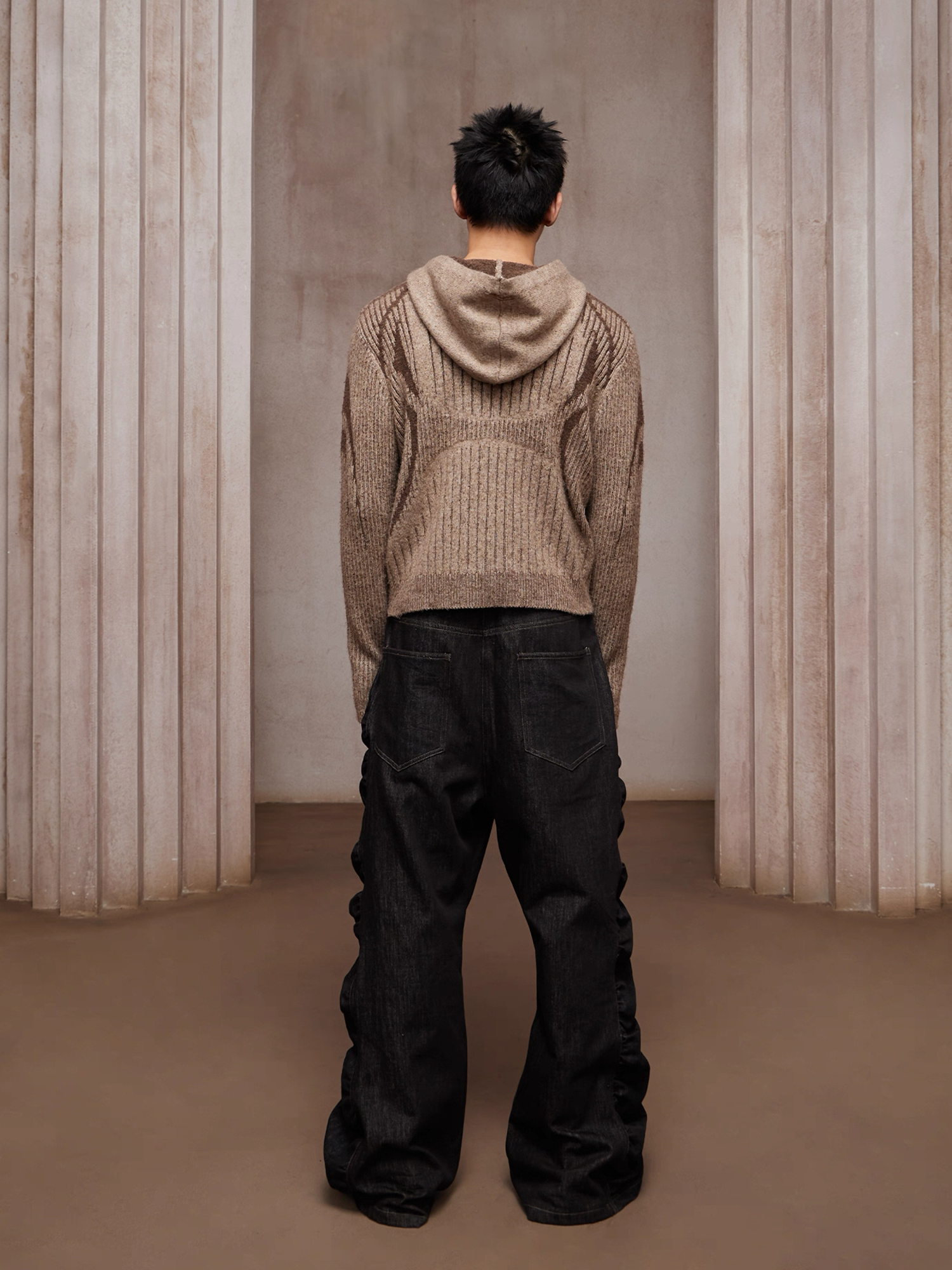 DND4DES Asym Button-Fly Ruched Baggy Jeans