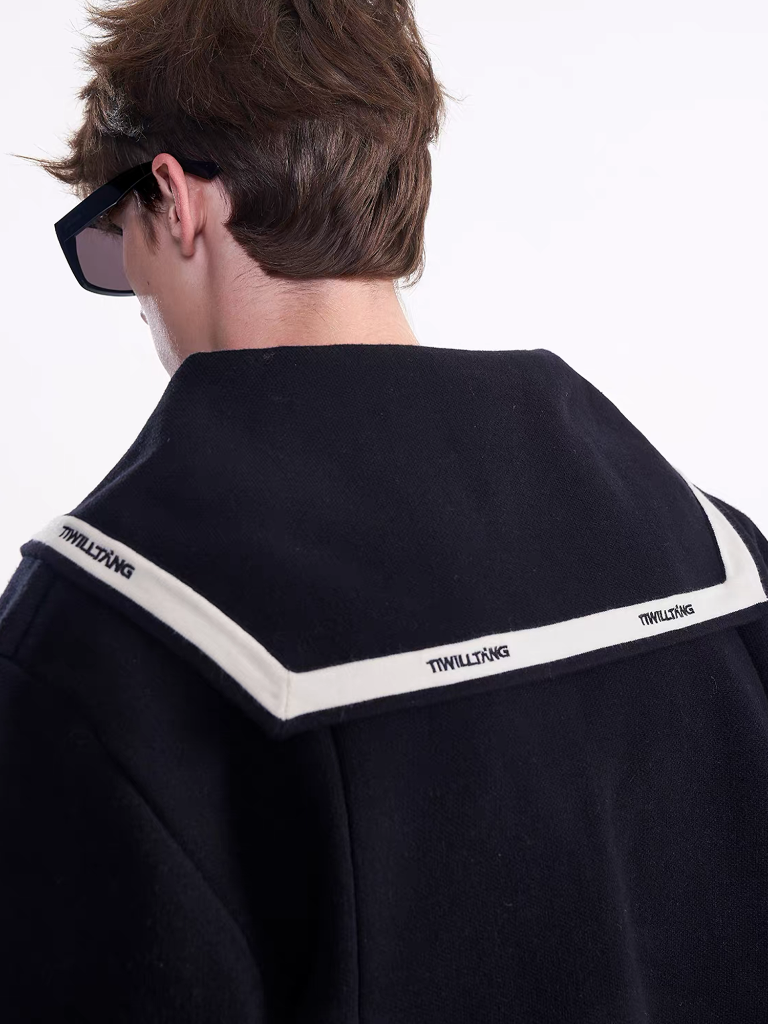 TIWILLTANG Contrast-Trim Sailor-Collar Jacket, premium urban and streetwear designers apparel on PROJECTISR.com, TIWILLTANG