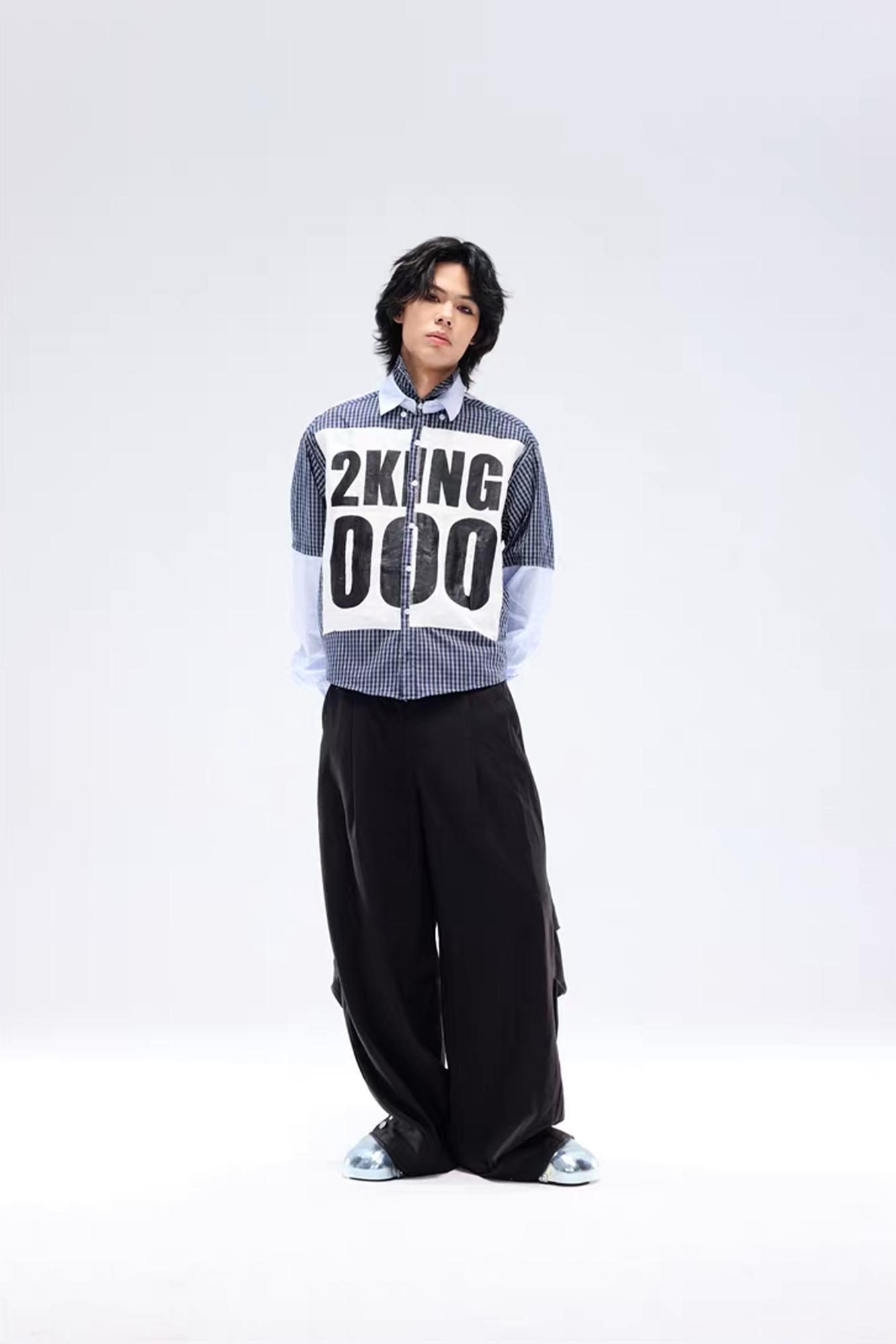 NOTHINGNESS WORLD Deconstructed Layered Graphic Spliced Shirt, premium urban and streetwear designers apparel on PROJECTISR.com, NOTHINGNESS WORLD