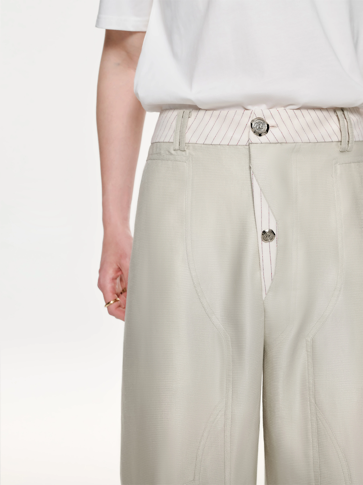 TIWILLTANG Contrast Panel Straight-Leg Pants