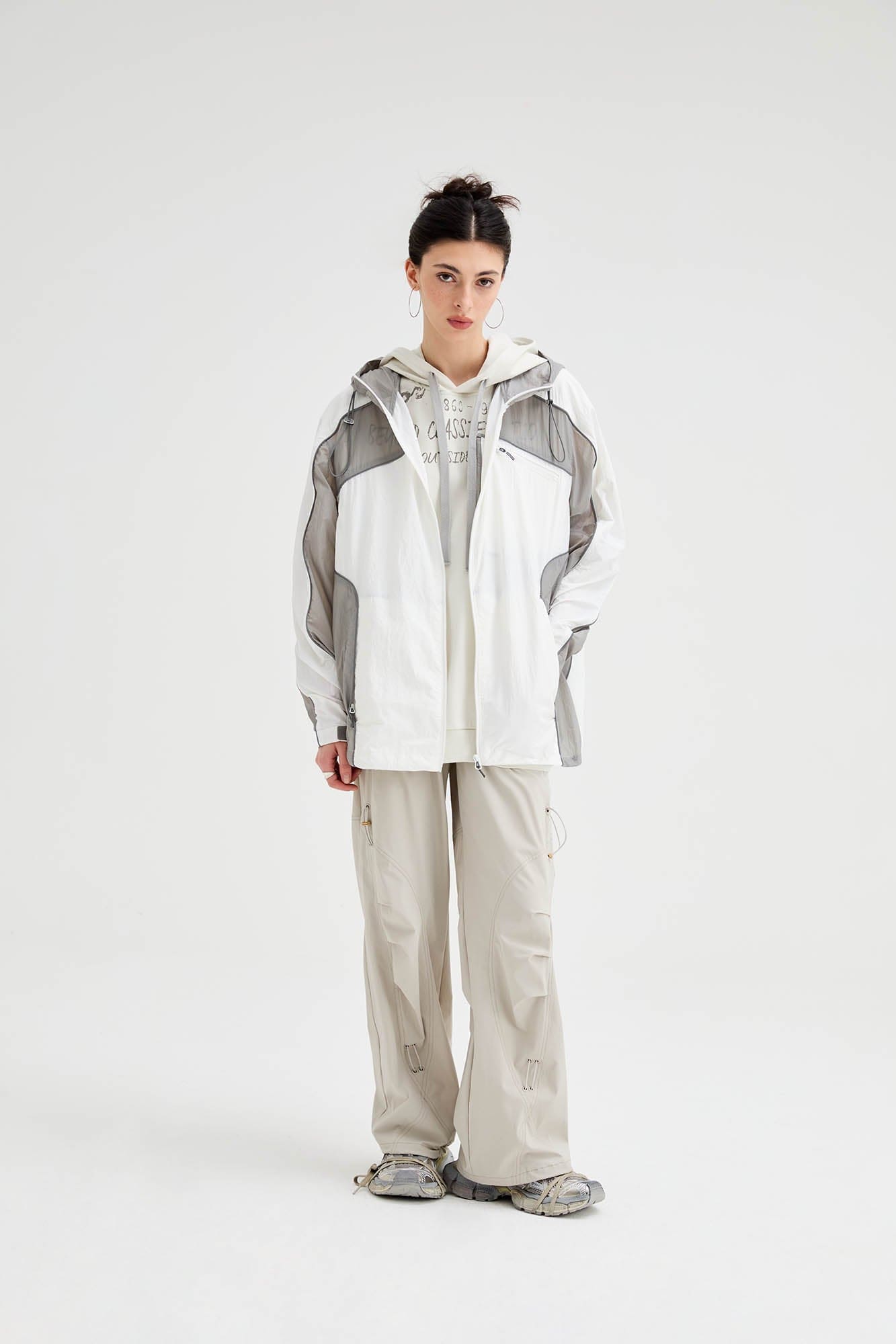 ORGANIC EMOTION Spliced Drawstring UV Protection Light Jacket, premium urban and streetwear designers apparel on PROJECTISR.com, ORGANIC EMOTION