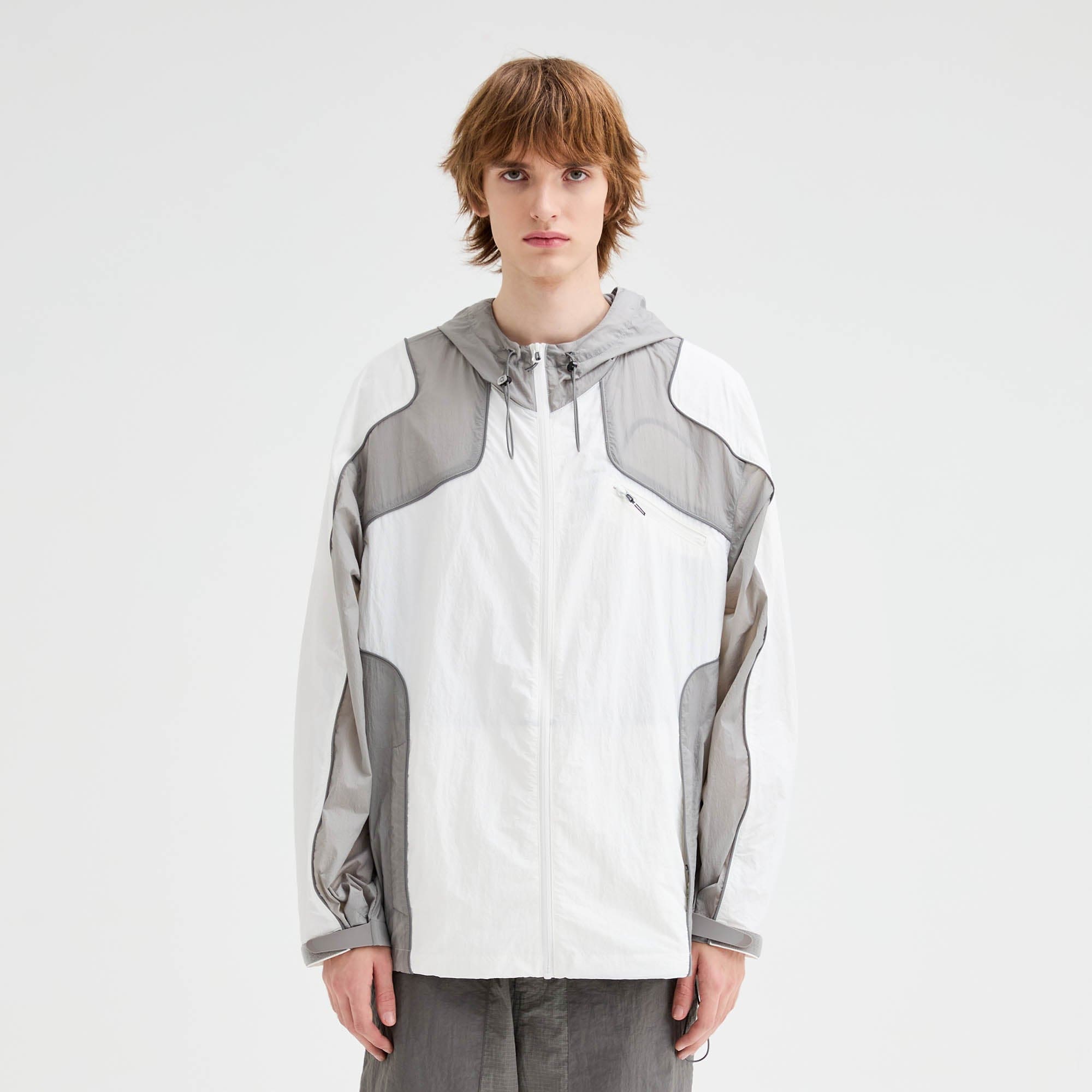 ORGANIC EMOTION Spliced Drawstring UV Protection Light Jacket, premium urban and streetwear designers apparel on PROJECTISR.com, ORGANIC EMOTION