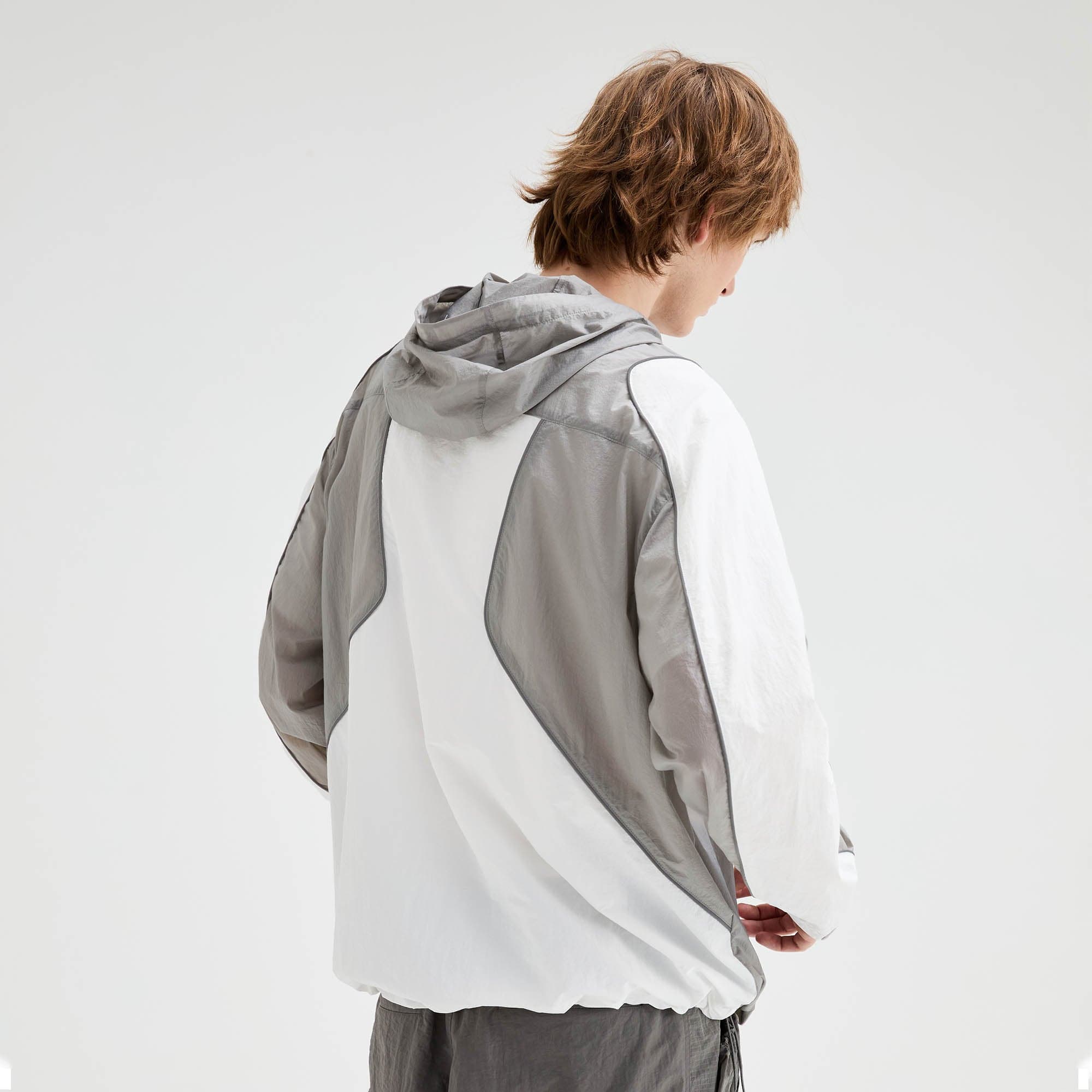 ORGANIC EMOTION Spliced Drawstring UV Protection Light Jacket, premium urban and streetwear designers apparel on PROJECTISR.com, ORGANIC EMOTION