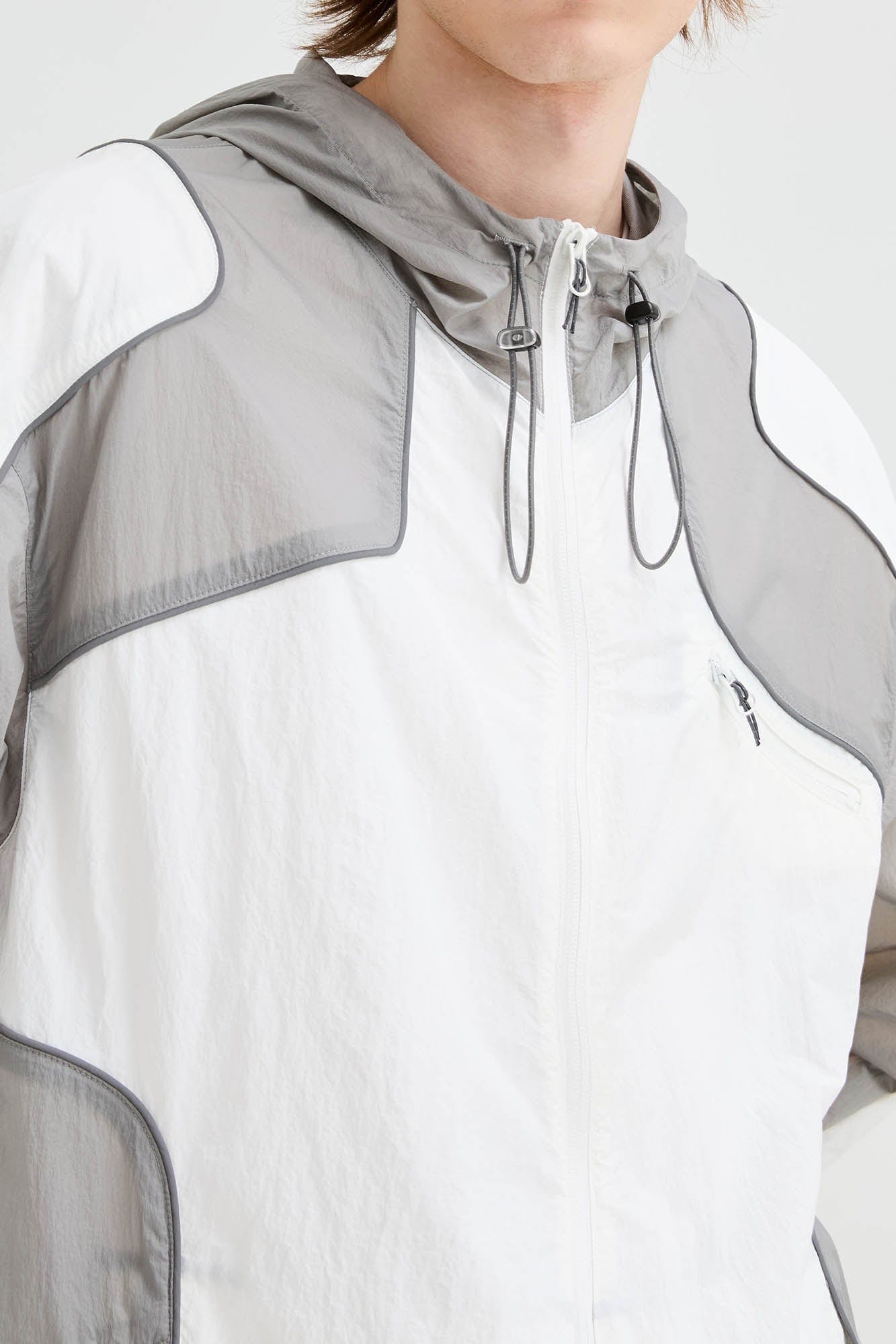 ORGANIC EMOTION Spliced Drawstring UV Protection Light Jacket, premium urban and streetwear designers apparel on PROJECTISR.com, ORGANIC EMOTION