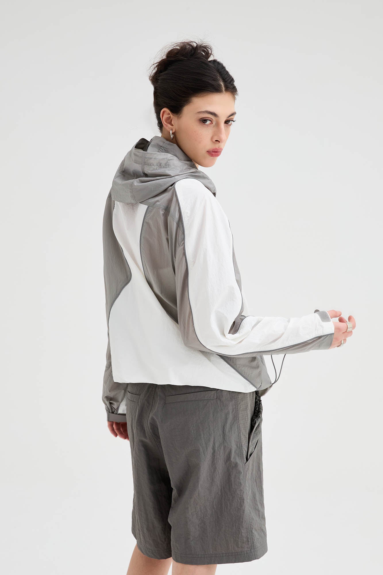ORGANIC EMOTION Spliced Drawstring UV Protection Light Jacket, premium urban and streetwear designers apparel on PROJECTISR.com, ORGANIC EMOTION