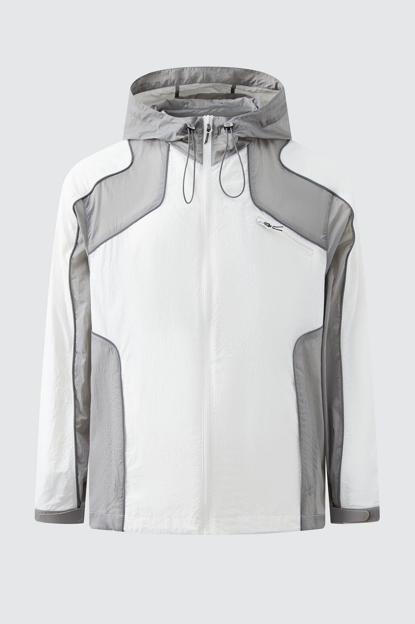 ORGANIC EMOTION Spliced Drawstring UV Protection Light Jacket, premium urban and streetwear designers apparel on PROJECTISR.com, ORGANIC EMOTION