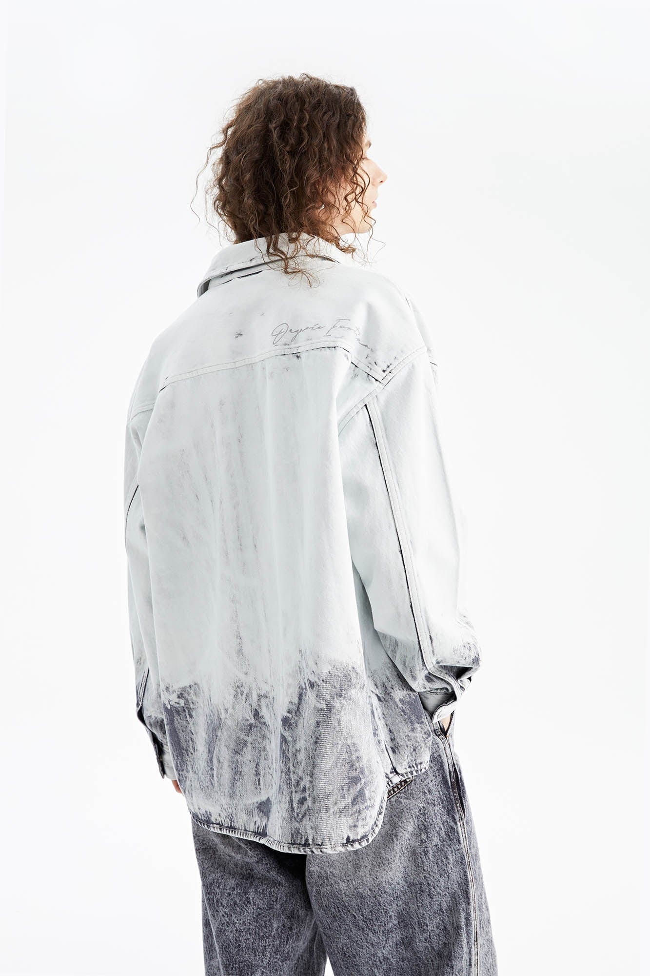ORGANIC EMOTION Distressed Snow Mountain Tie-Dye Denim Shirt, premium urban and streetwear designers apparel on PROJECTISR.com, ORGANIC EMOTION