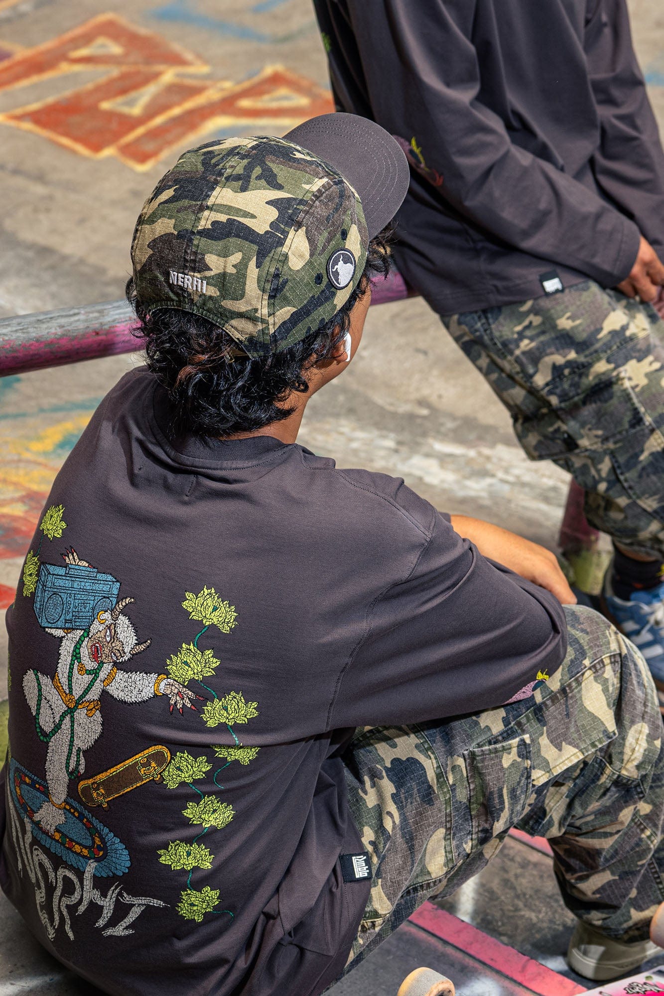NERHI Graffiti Embroidered Camo 5-Panel Cap